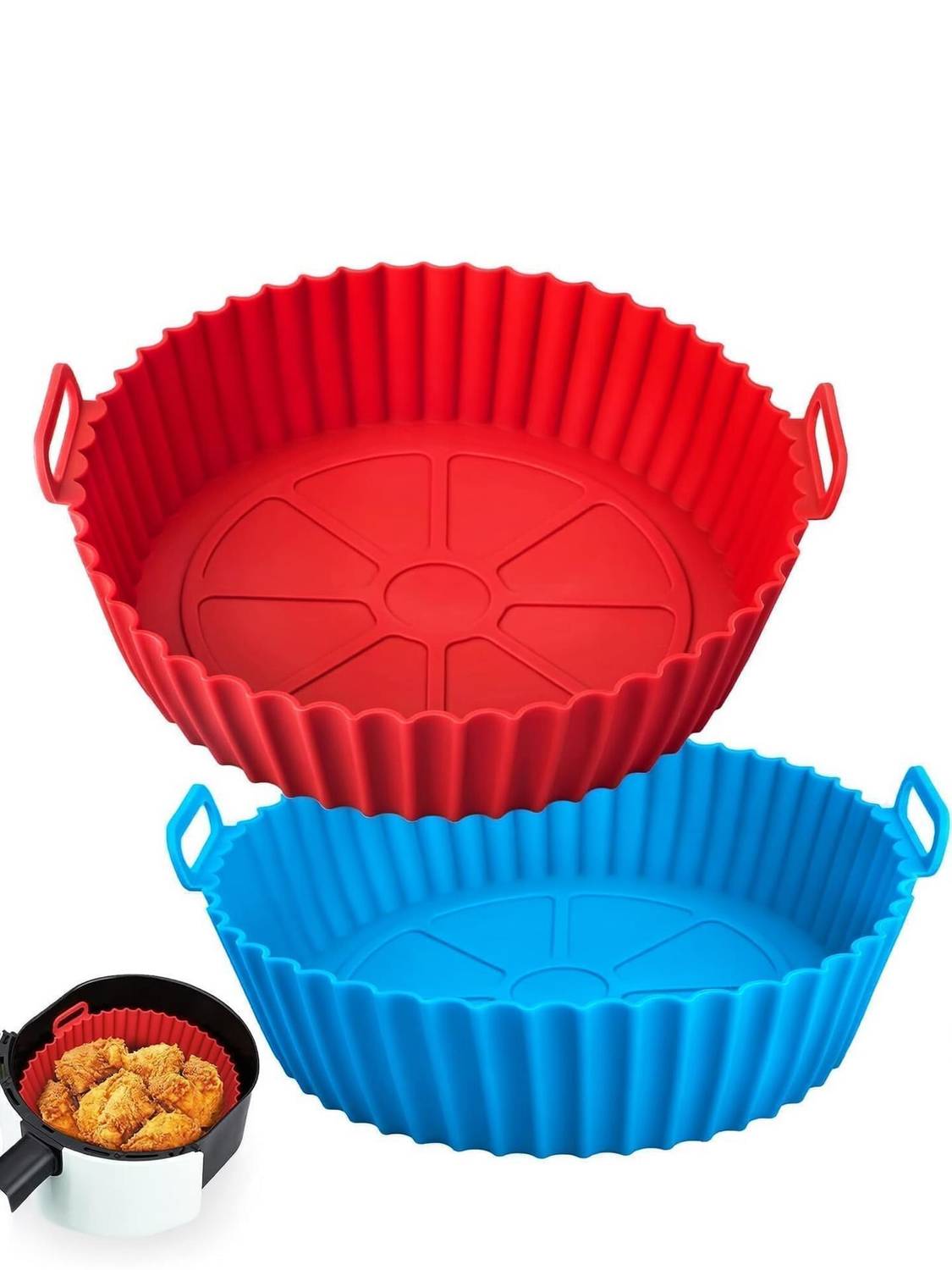 BIGMOTHERS Set of 2 Air Fryer Liner Silicone Baking Tray Easy to Clean, Bottom, Air Fryer Airfryer Tray