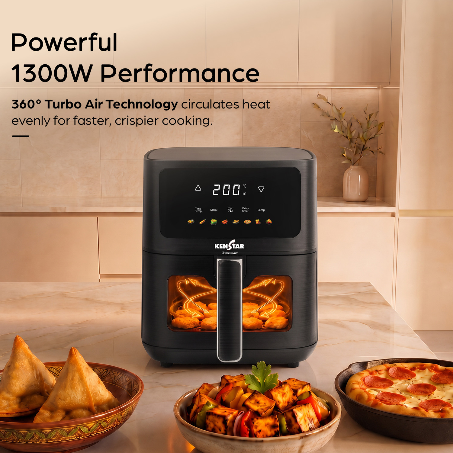 Image of Kenstar Aster Smart 4.5 L with See Through Window Non-Stick Pan 2 Years Warranty Air Fryer