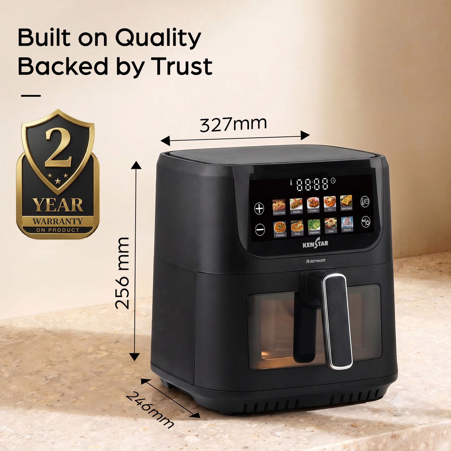 Image of Kenstar Aster Mate 5L with See Through Window Non-Stick Pan 2 Years Warranty Air Fryer