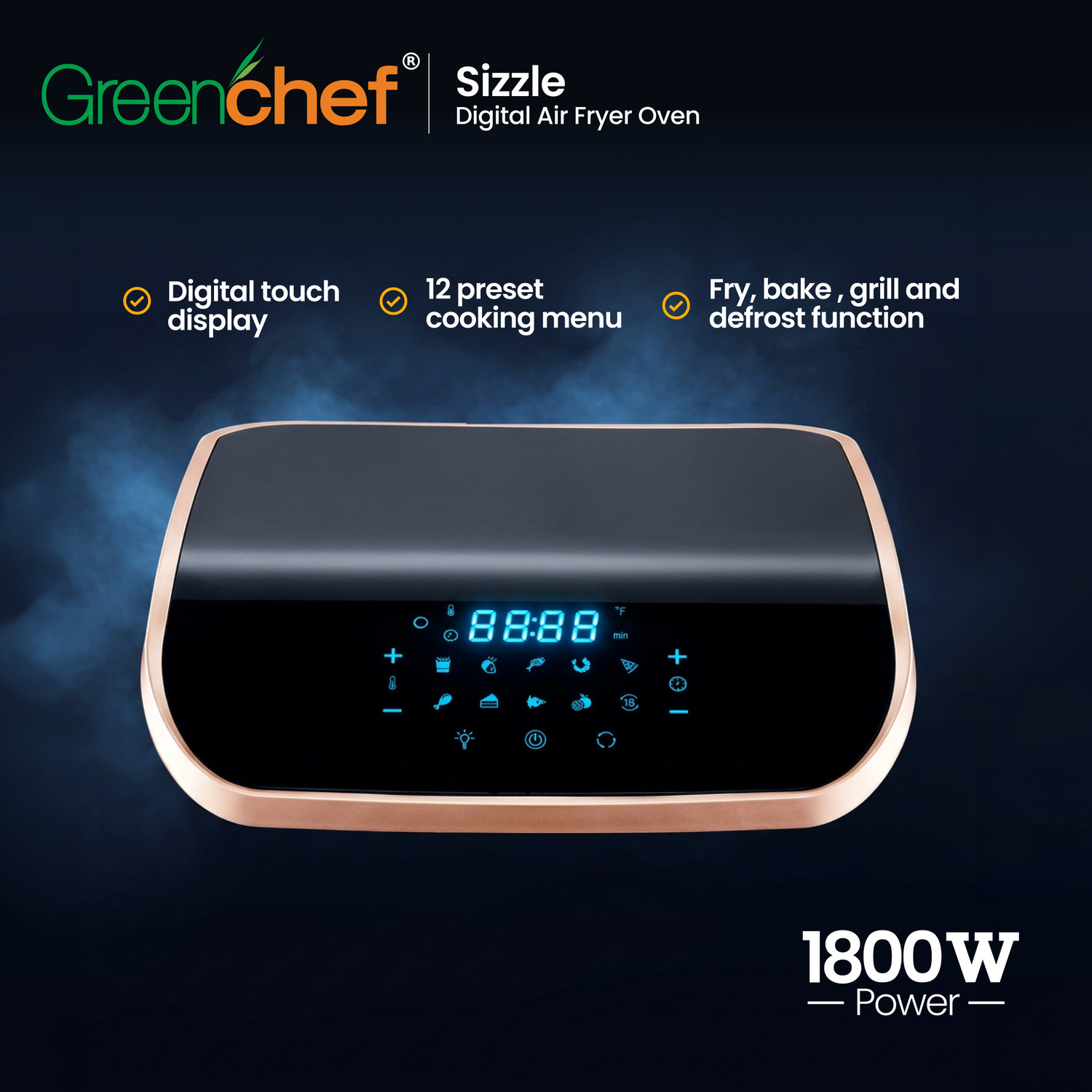 Image of Greenchef Digital Air Fryer Oven - Sizzle (12 ltrs) Air Fryer