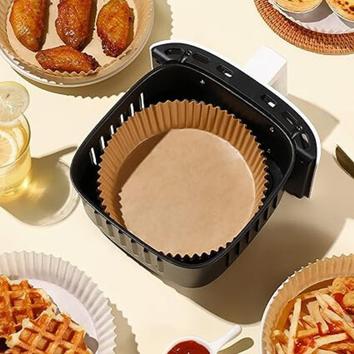 Image of TRODANCE 90pcs 16cm Air Fryer Paper Sheets Airfryer Tray