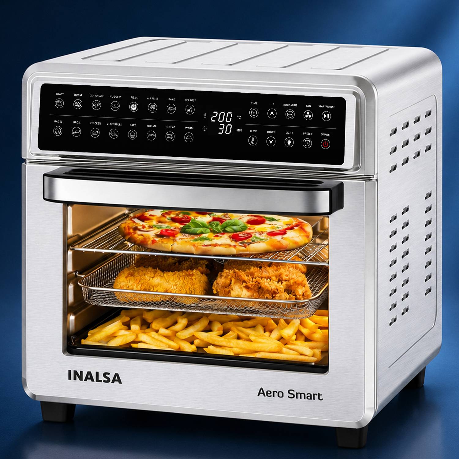 Inalsa Aero Smart23 Oven-1700W,Stainless Steel,Digital Display and Touch Control Air Fryer