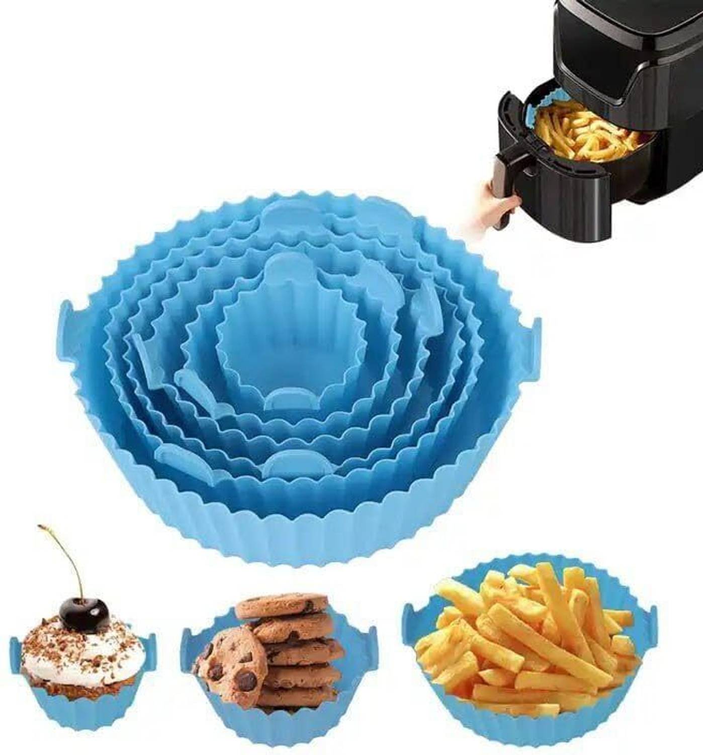 PRINCEGALLARY 6 Pcs Reusable Air Fryer Silicone Tray - Non-Stick