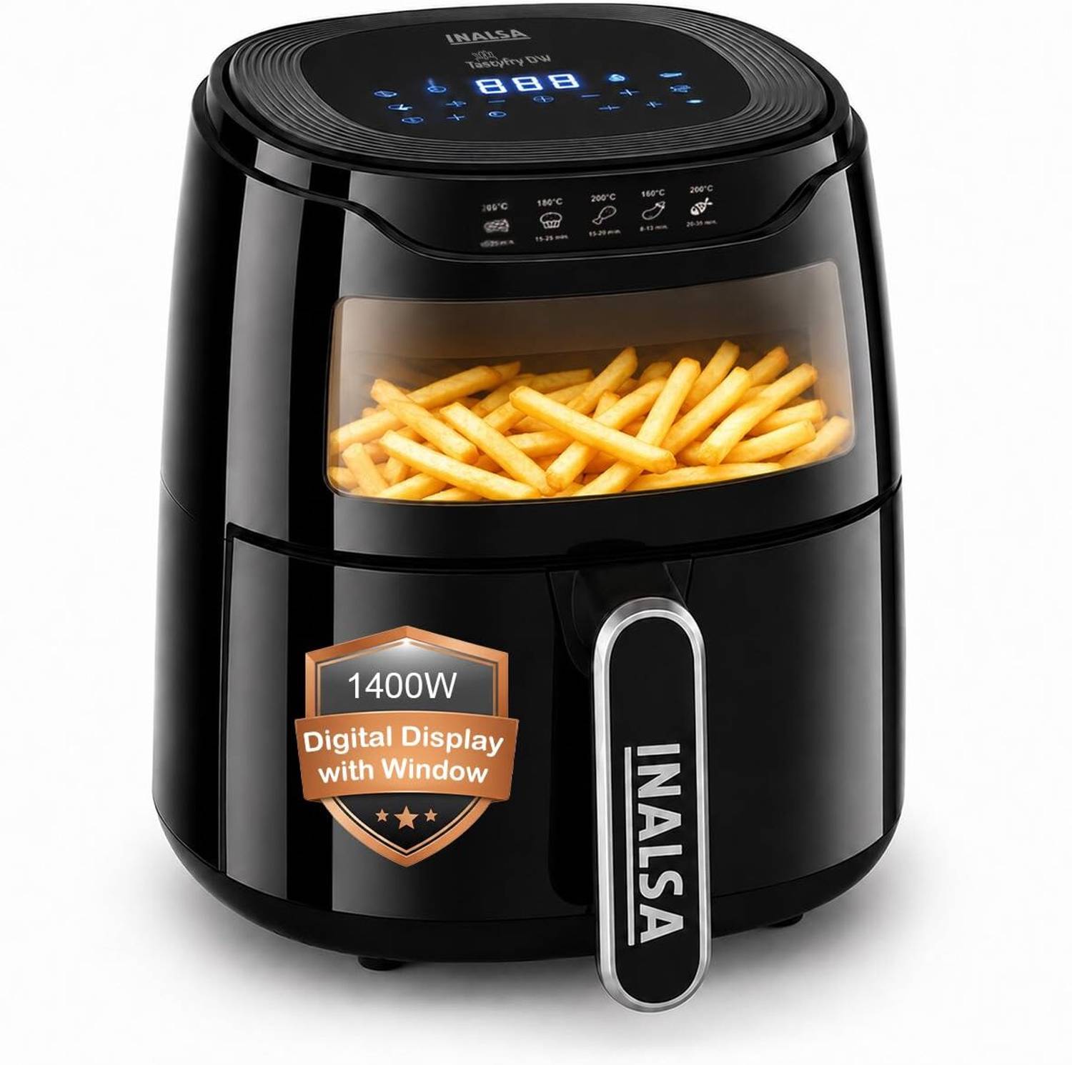 Inalsa Tasty Fry Digital DW,1400W, Non Toxic, AirCrisp Tech,Quick Heat Technology Air Fryer