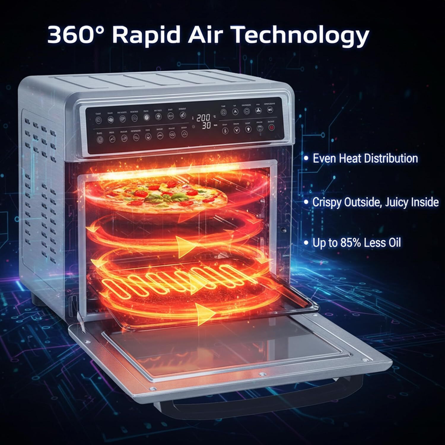 Image of Inalsa Crisp Pro 24 Air Fryer Oven|24L|1700W|Rotisserie,OTG,Convection Oven Air Fryer