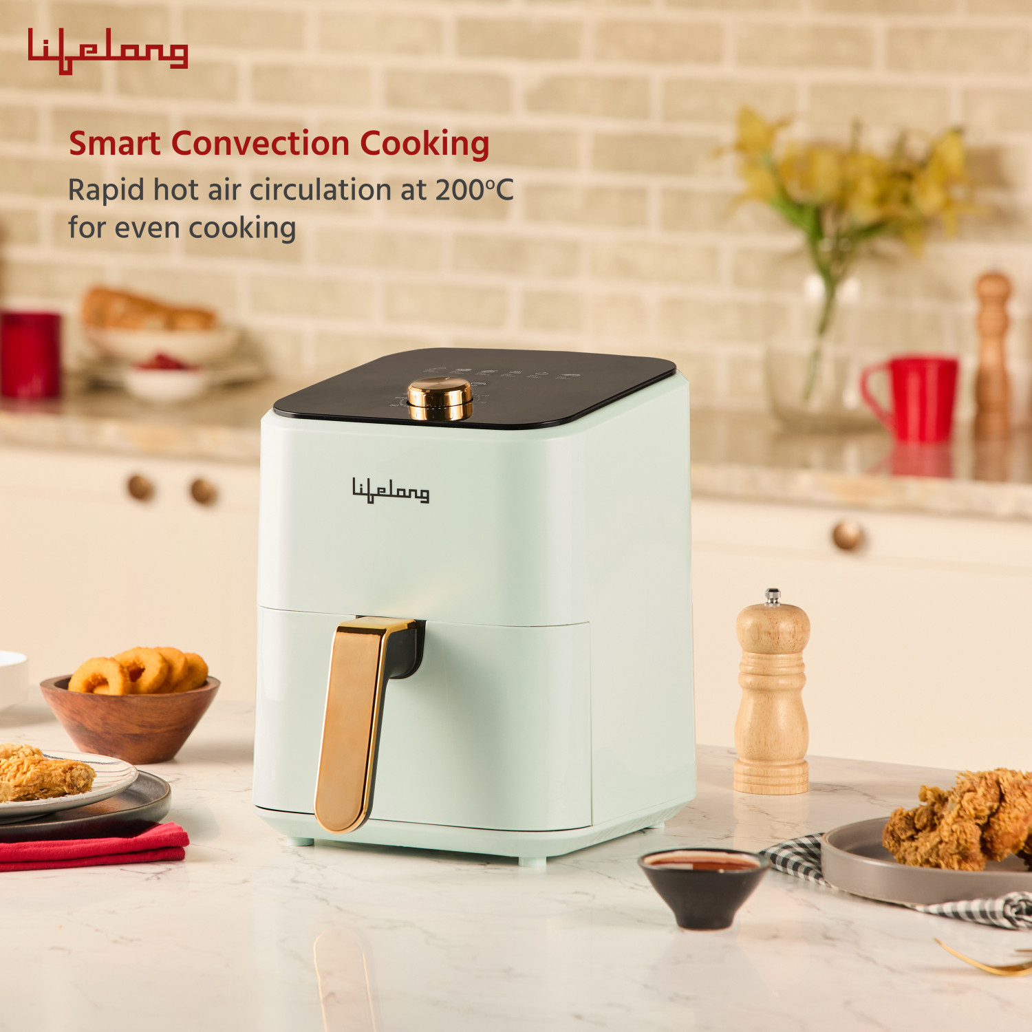 Image of Lifelong LLHFD423 1200W with Hot Air Circulation Technology with Timer Selection | Uses up to 90% less Oil | Fry, Grill, Roast, Reheat and Bake, Semi Digital Air Fryer