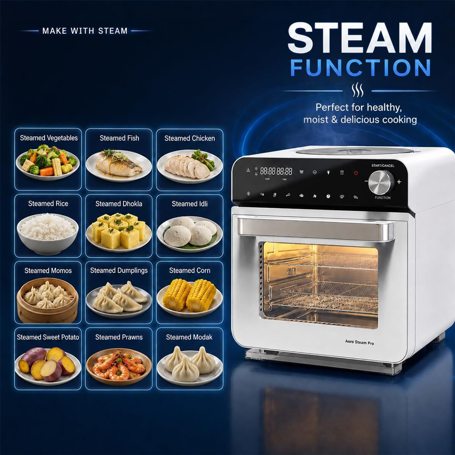 Image of Inalsa Aero Steam Pro Oven 1700 W,10-in-1 Preset Air fry, Large Family Size Capacity Air Fryer