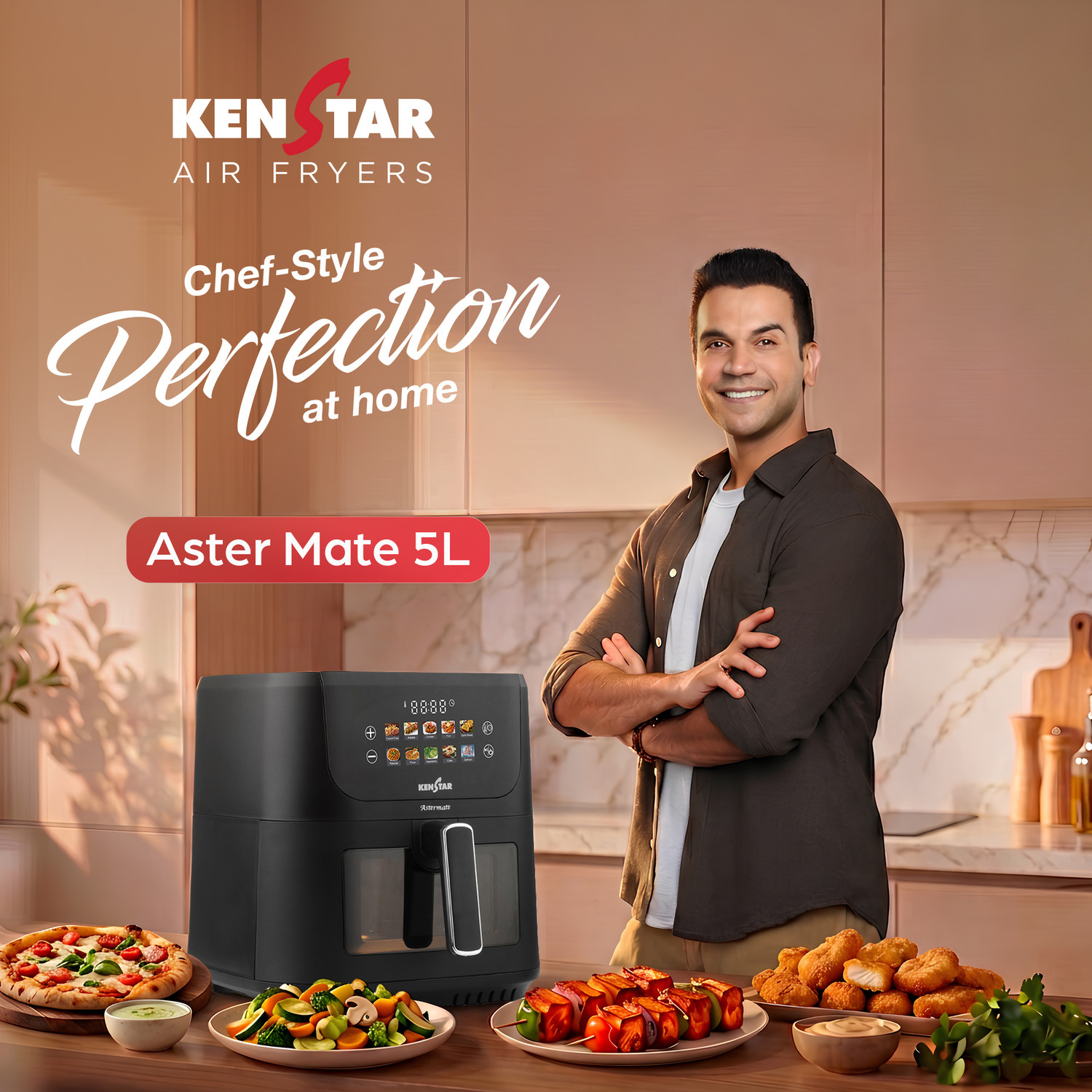 Image of Kenstar Aster Mate 5L with See Through Window Non-Stick Pan 2 Years Warranty Air Fryer