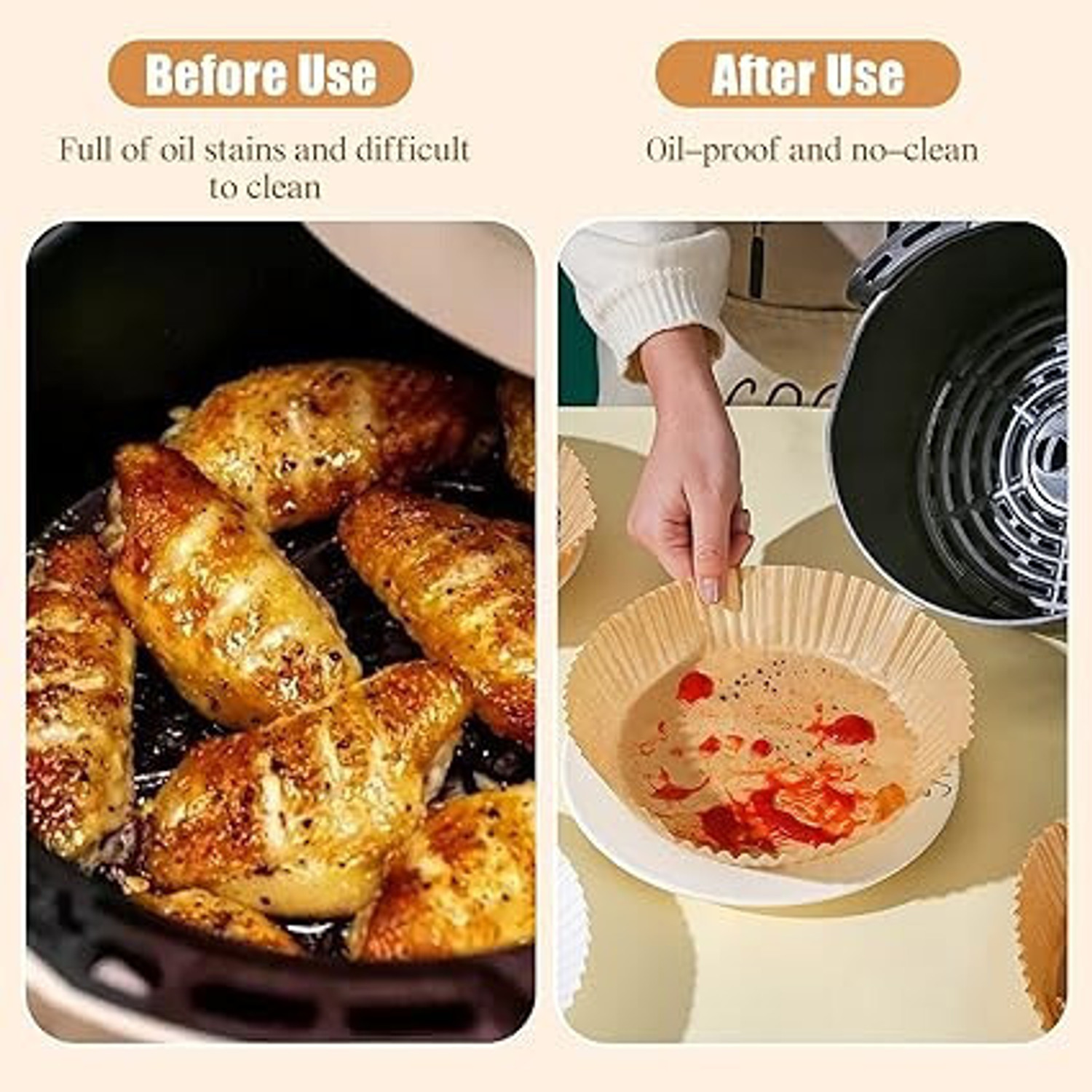 Image of TRODANCE 90pcs 16cm Air Fryer Paper Sheets Airfryer Tray