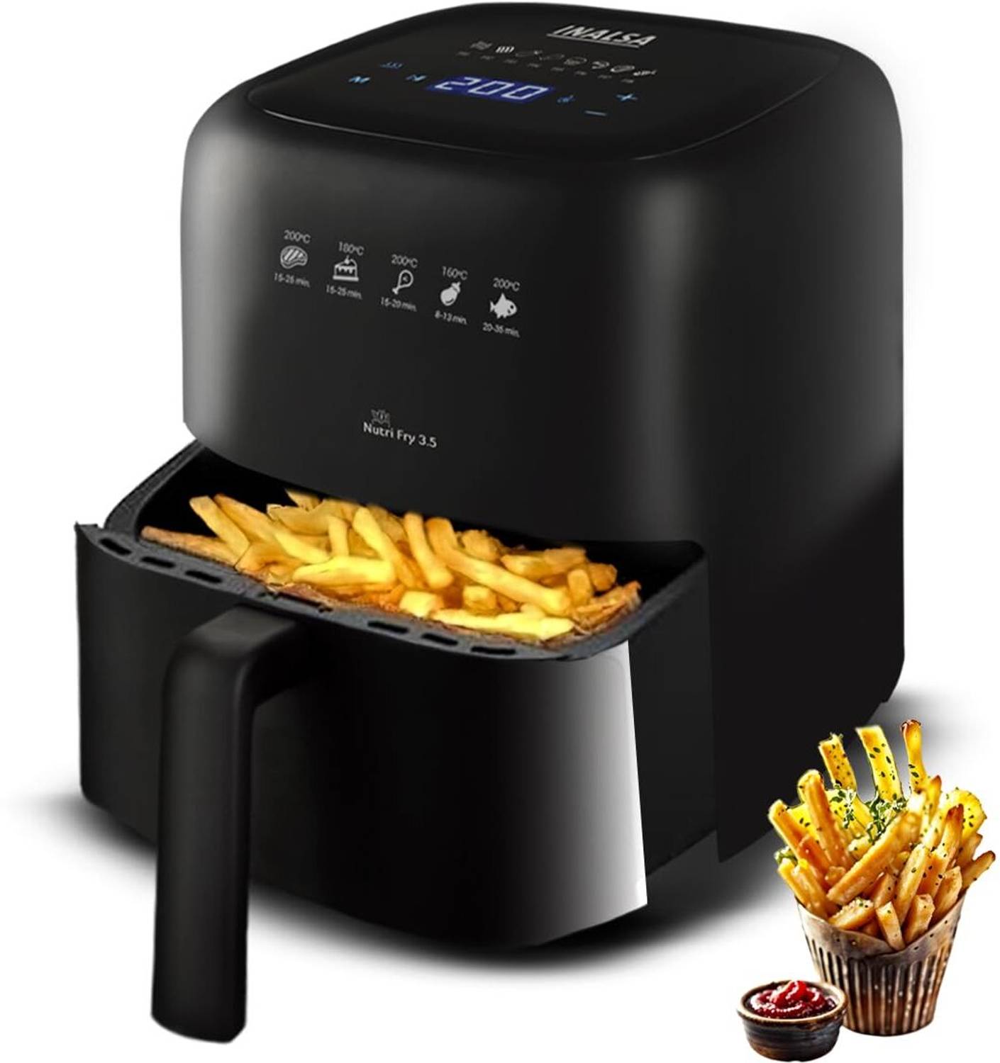 Inalsa Nutri Fry 3.5 Ltr 1400W AirFry, Bake, Grill, Roast, Rehea