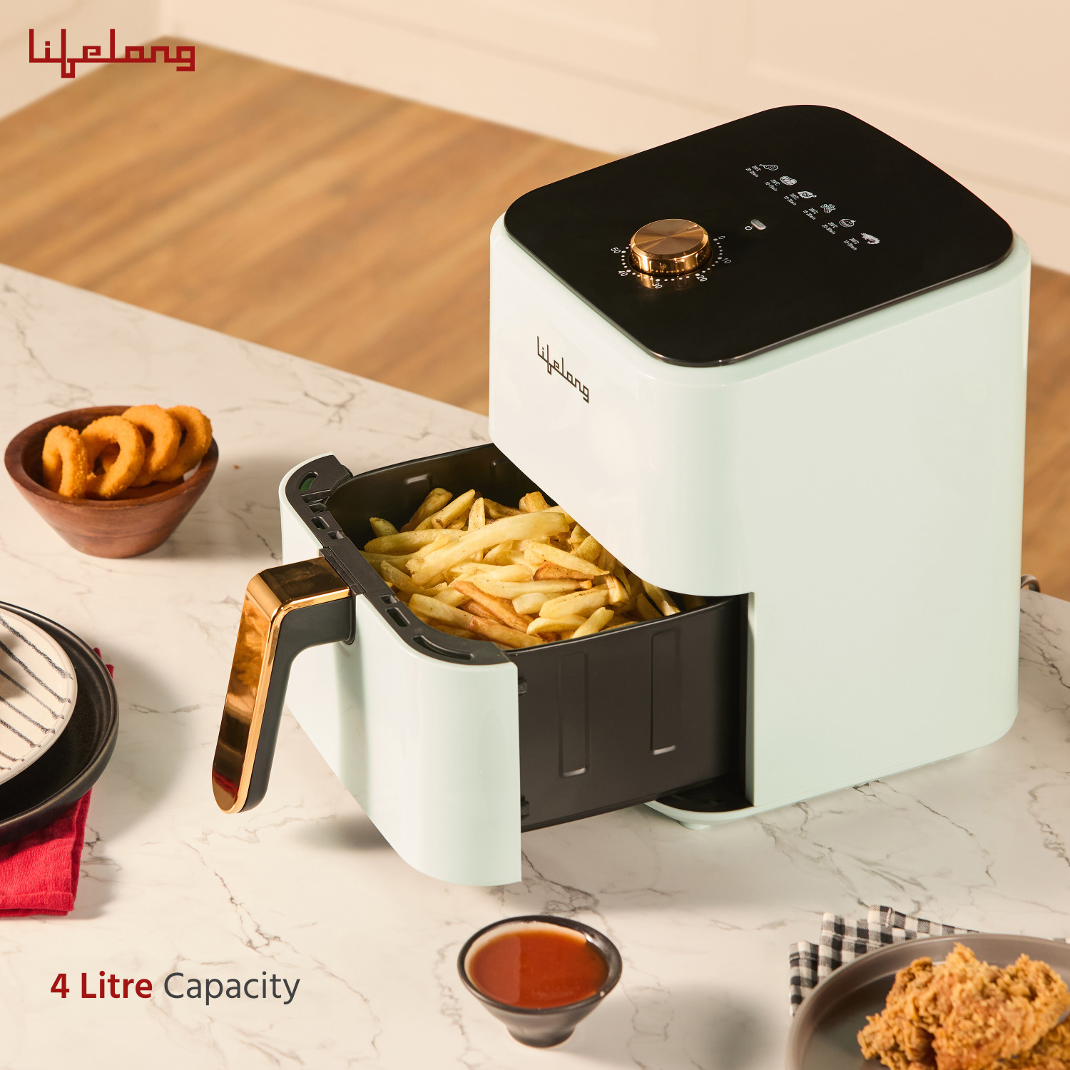 Image of Lifelong LLHFD423 1200W with Hot Air Circulation Technology with Timer Selection | Uses up to 90% less Oil | Fry, Grill, Roast, Reheat and Bake, Semi Digital Air Fryer