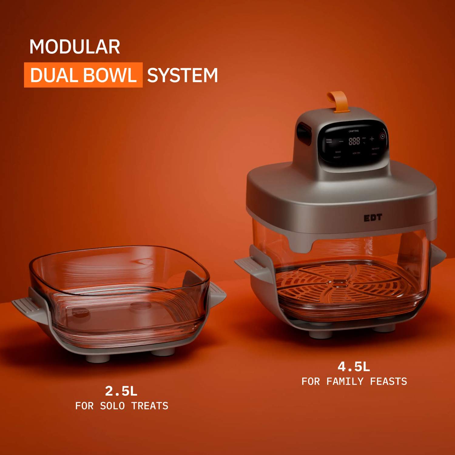 Image of EDT Luma ZERO COATING PureGlass NutriRetain 6-in-1 Multi Function 100% Toxin Free No Ceramic, PFAS, PTFE, PFOA 1500W Air Fryer
