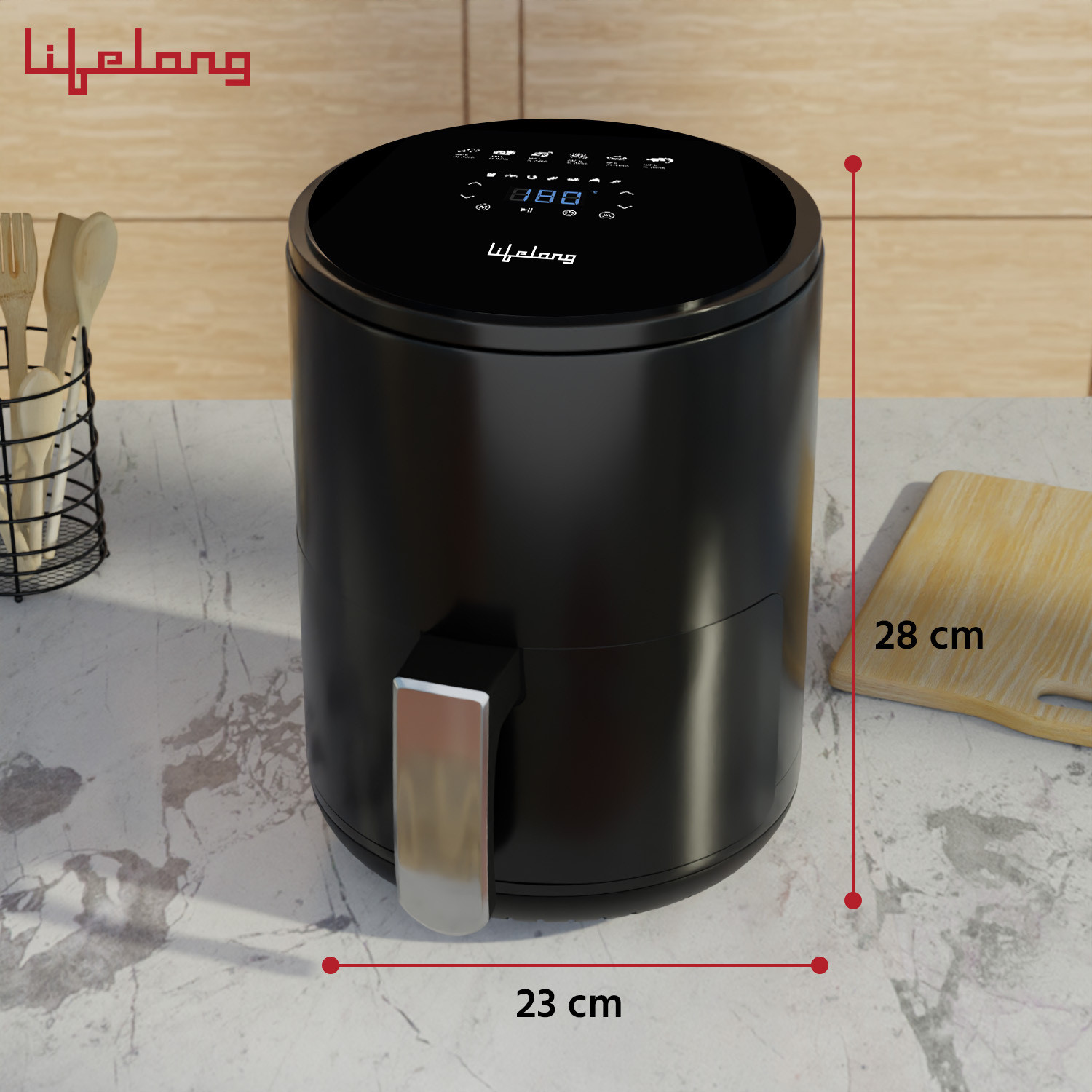 Image of Lifelong LLHFD425 with Digital Touch Panel | 1000 W |Timer Selection & Adjustable Temperature Control | Preset Menu |Uses upto 90% Less Oil |Fry, Grill, Roast, Reheat and Bake Air Fryer