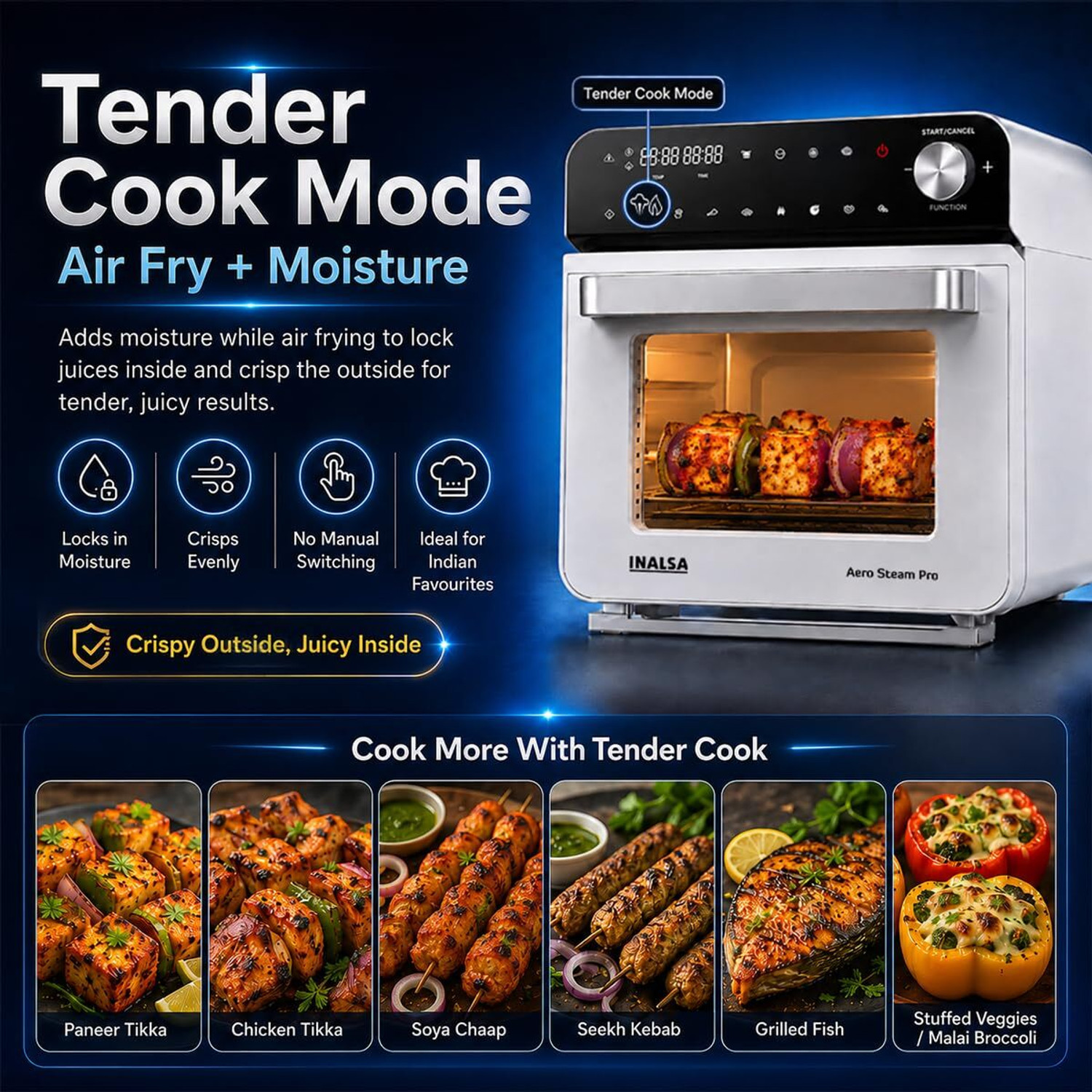 Image of Inalsa Aero Steam Pro Oven 1700 W,10-in-1 Preset Air fry, Large Family Size Capacity Air Fryer