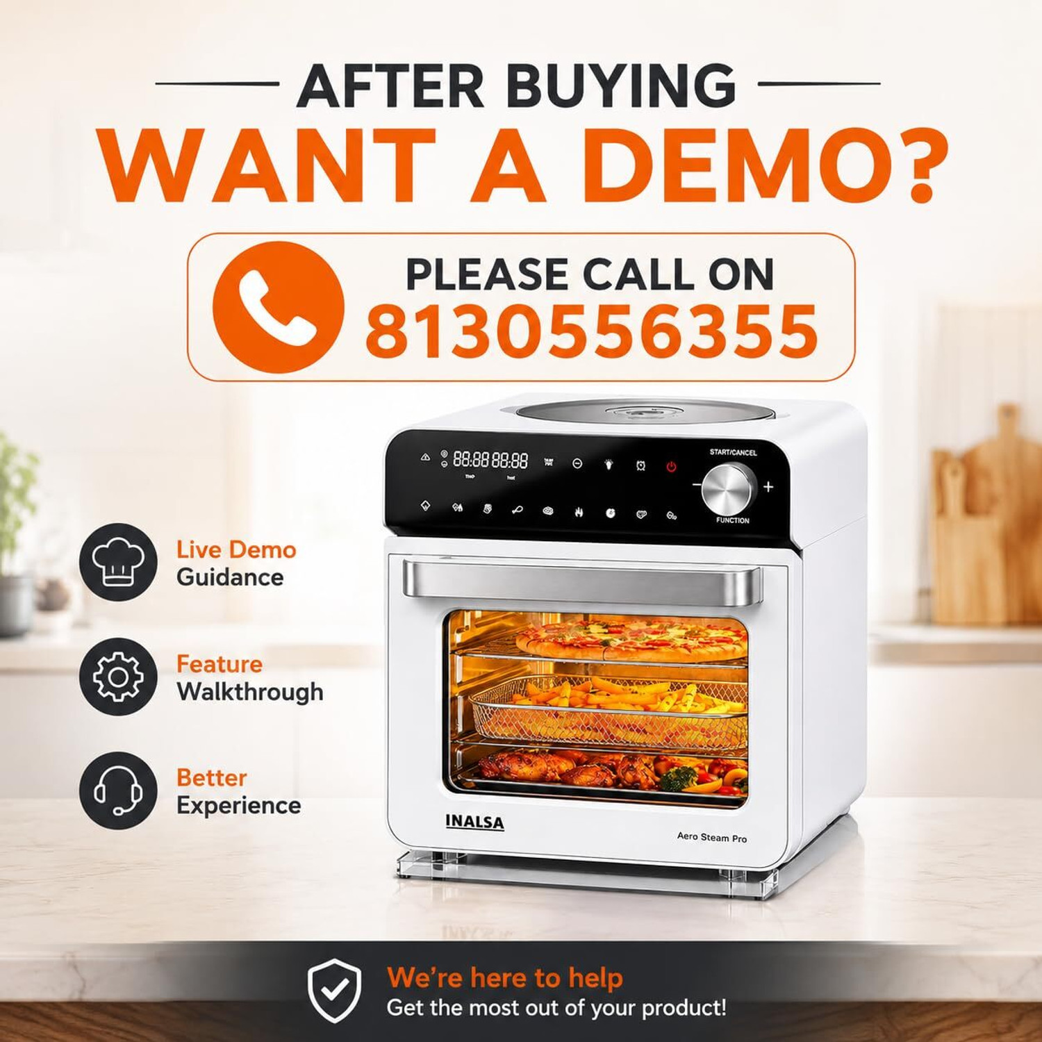 Image of Inalsa Aero Steam Pro Oven 1700 W,10-in-1 Preset Air fry, Large Family Size Capacity Air Fryer