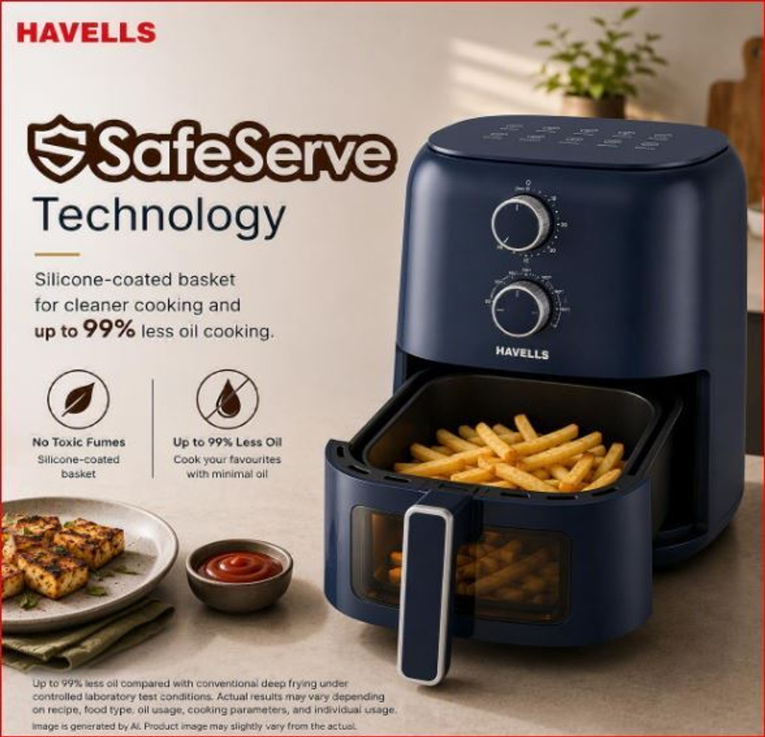 Image of HAVELLS Prolife Brio Air-Fryer 4.2 L (Pack of 1)Aero Crisp Technology, Air Fryer (4.2 L)