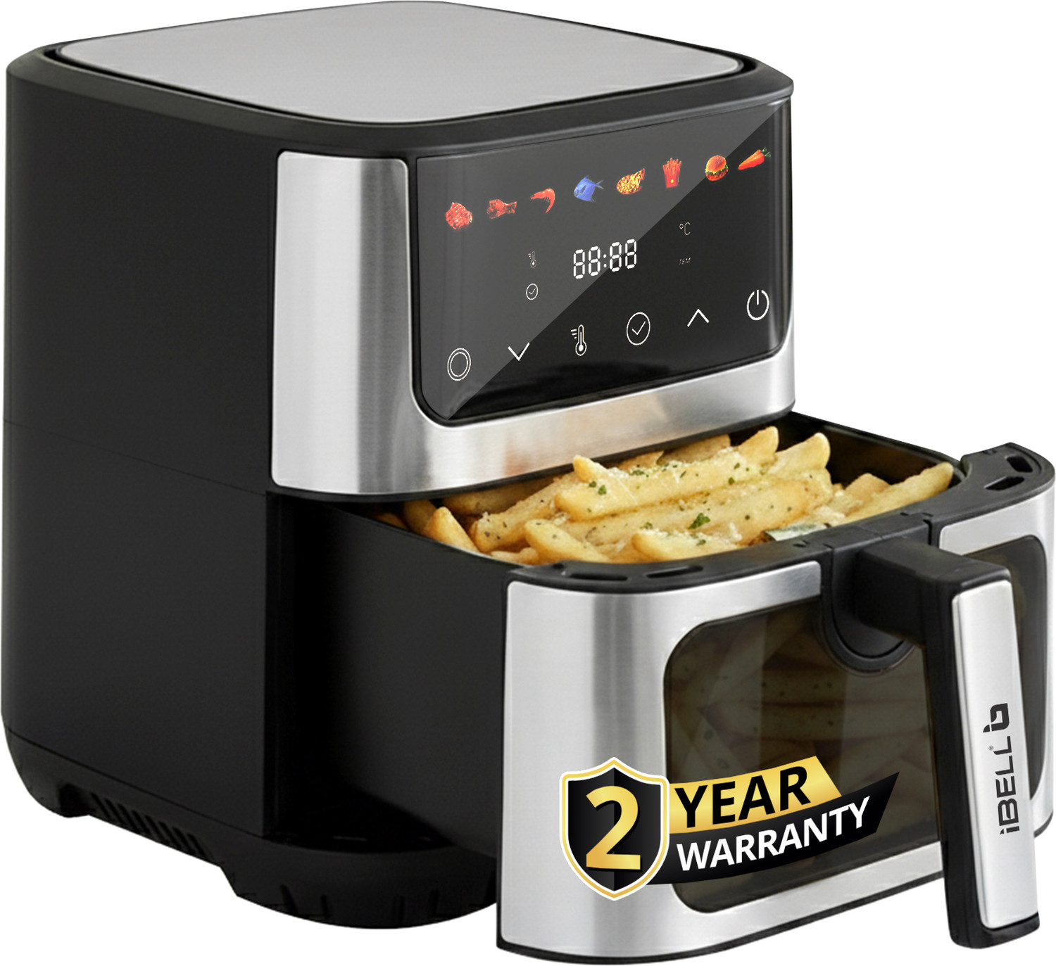Image of iBELL AEROFRY650 Air Fryer 8 Preset Modes Touch Screen Adjustable Temp, Time Oil Free Air Fryer