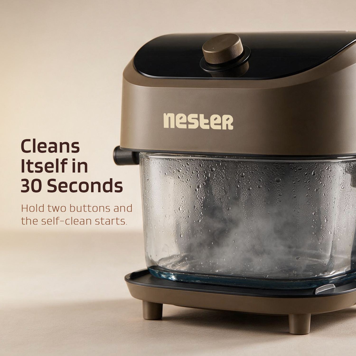 Image of NESTER Homecook 6.2 L with 6.2 mm Borosilicate glass -Dalgona Brown Air Fryer