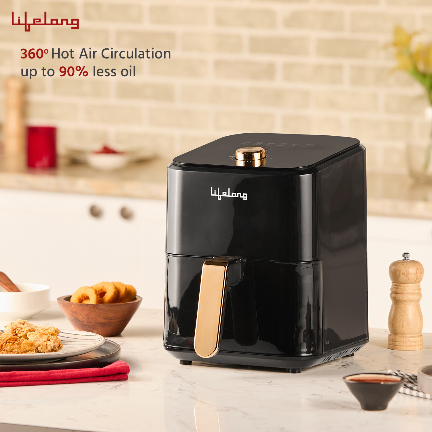 Image of Lifelong LLHFD429 1200W with Hot Air Circulation Technology with Timer Selection | Uses up to 90% less Oil | Fry, Grill, Roast, Reheat and Bake, Semi Digital Air Fryer