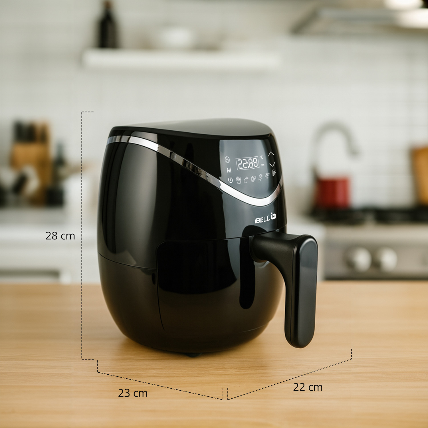 Image of iBELL AEROFRY300 6 Preset Cooking Modes Feather Touch Adjustable temperature Control Air Fryer