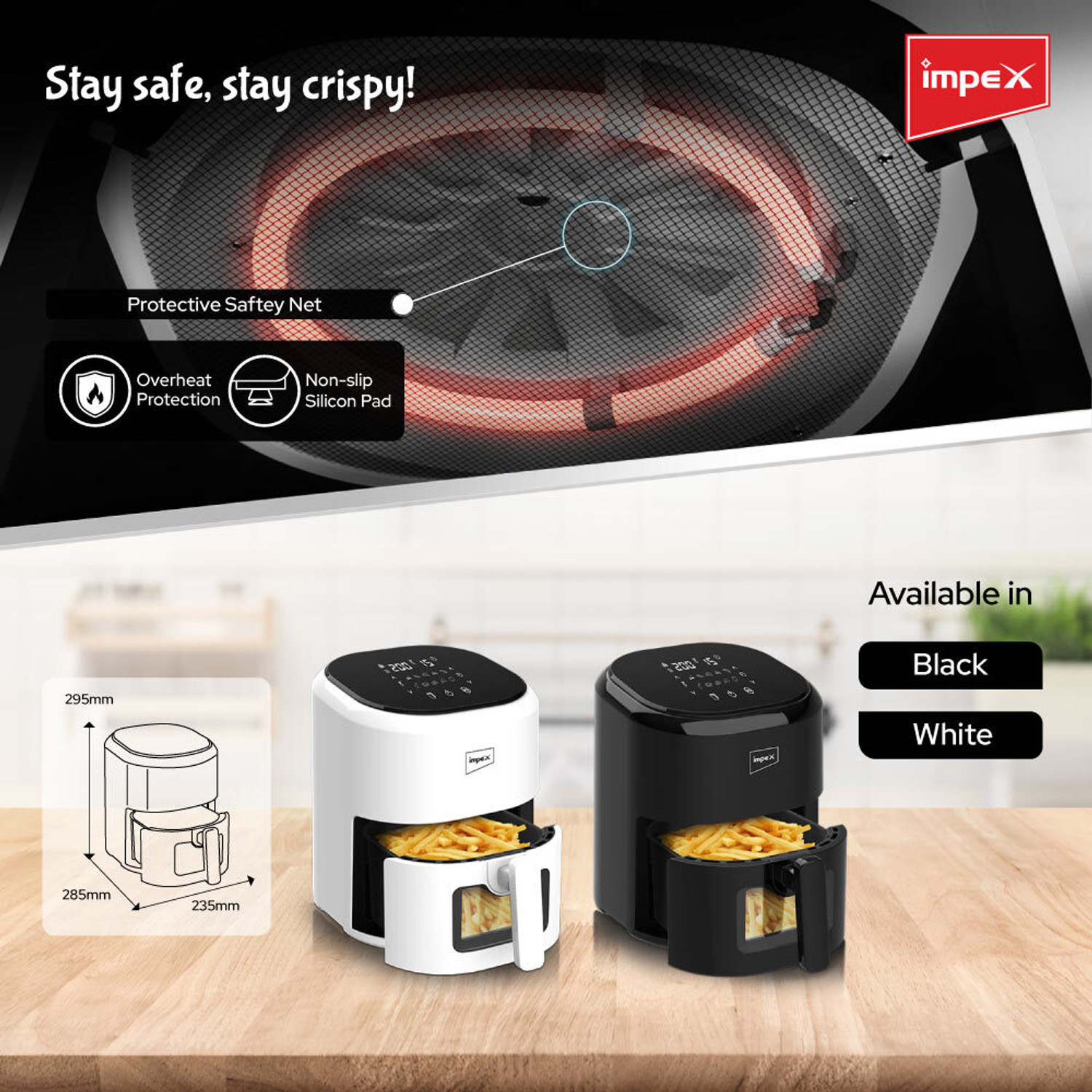 Image of IMPEX Air fryer DS45 Smart fry with Transparent window Air Fryer