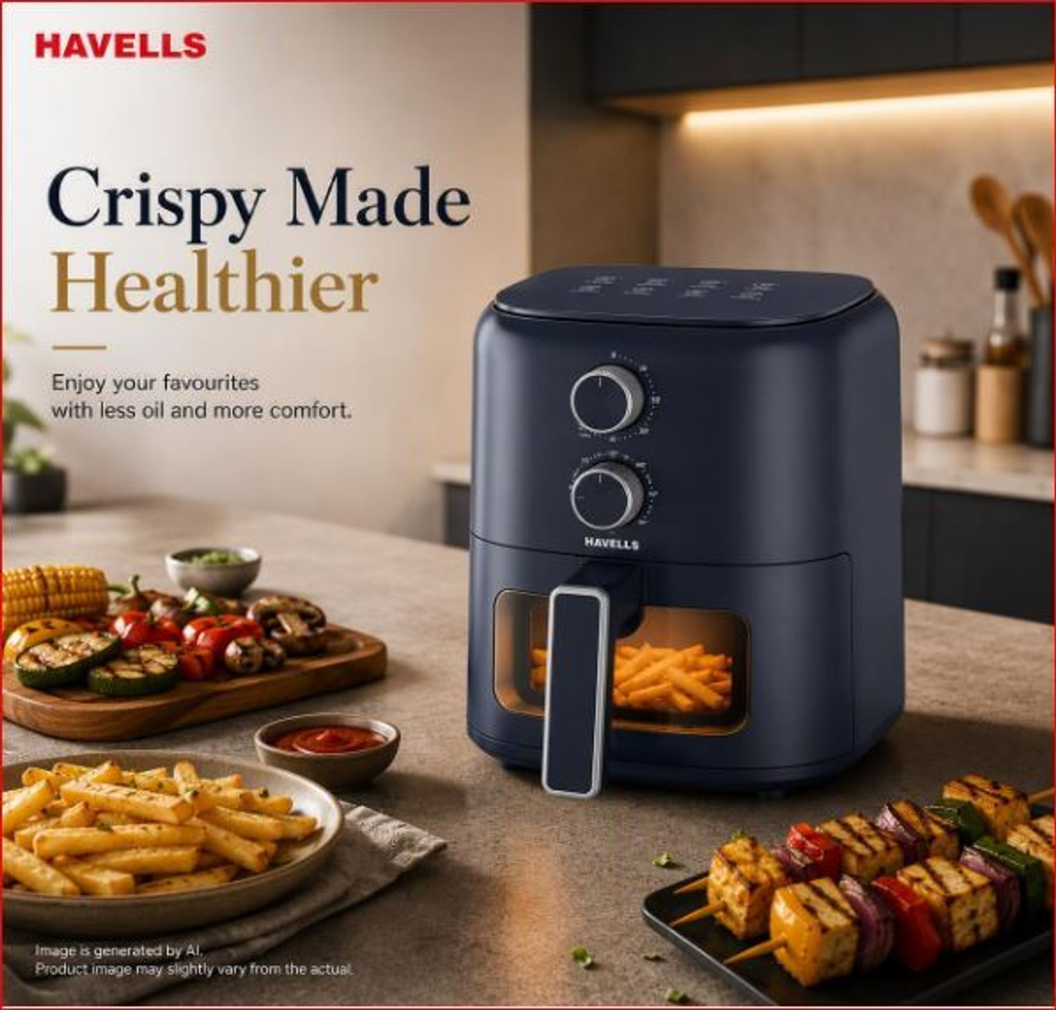 Image of HAVELLS Prolife Brio Air-Fryer 4.2 L (Pack of 1)Aero Crisp Technology, Air Fryer (4.2 L)