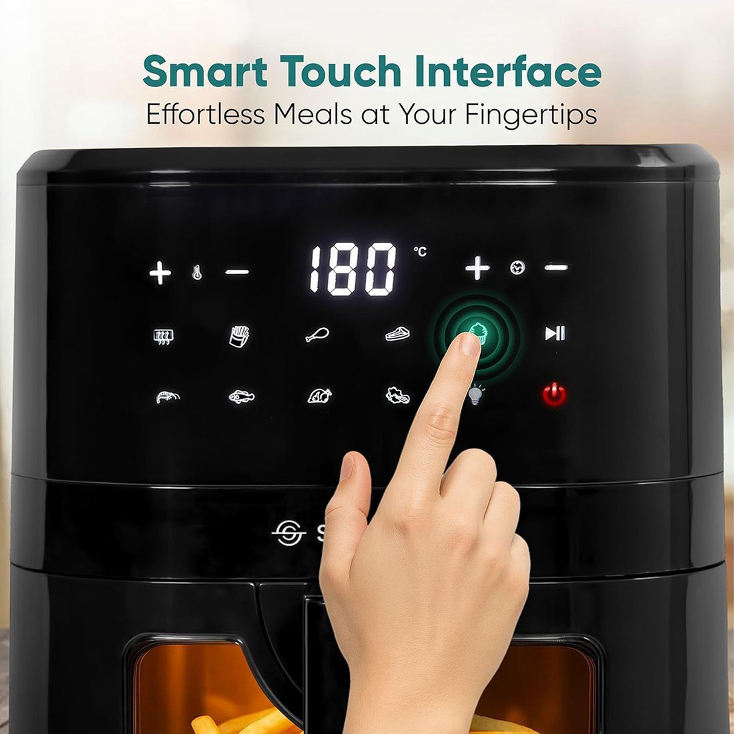 Image of Solara Air Fryer 4.5L with 500ml 2-in-1 Glass Oil Sprayer, Set of 6 Silicone Basket, 360 High Speed Air Circulation, Air Fryer