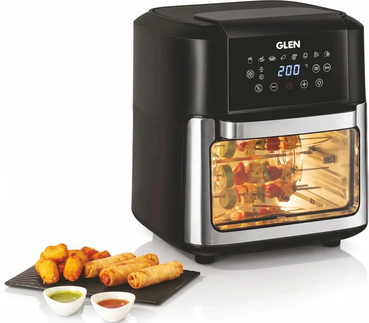 Image of Glen Digital Air Fryer 2000W 8 Pre Set Menu Time and Temperature Control Air Fryer