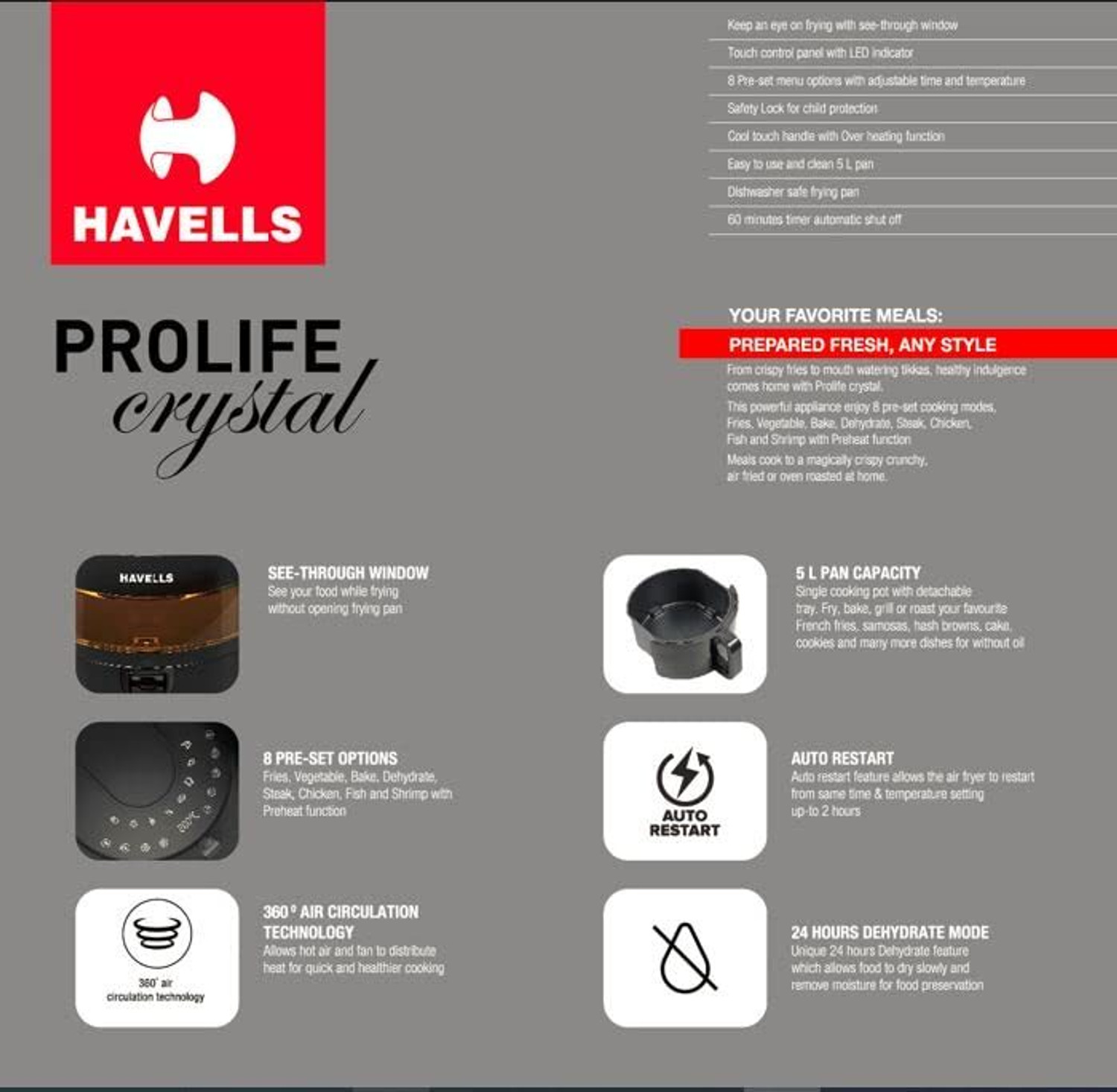 Image of HAVELLS Prolife Crystal Air Fryer