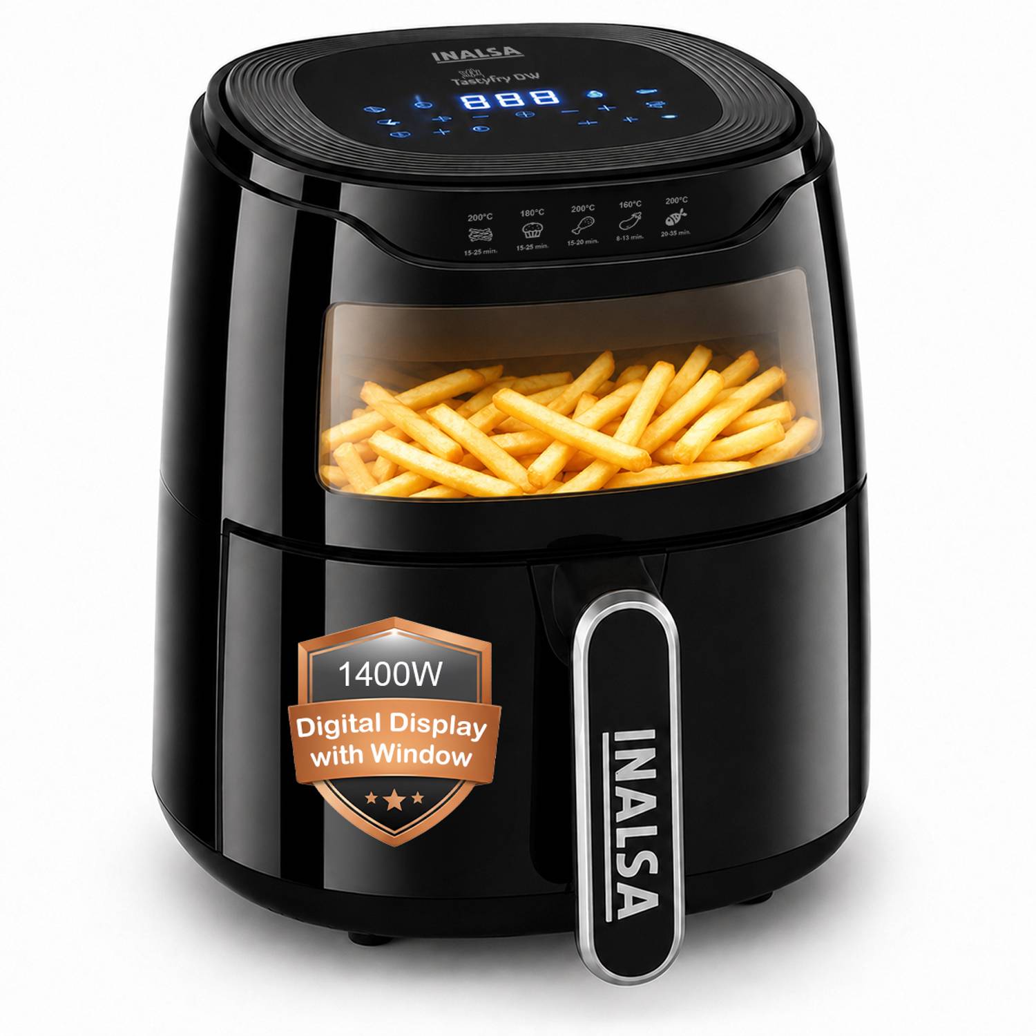 Inalsa Tasty Fry Digital DW,1400W, Non Toxic, AirCrisp Tech,Quick Heat Technology Air Fryer