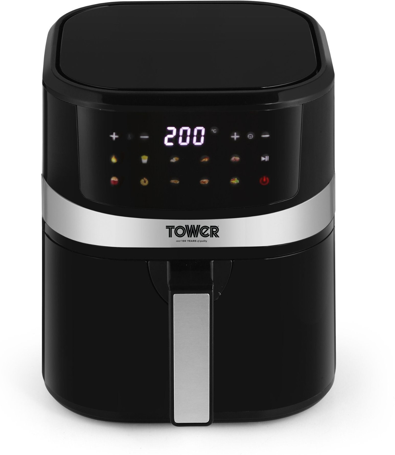 Image of Tower Vortx Digital Colour Display 4.5L | 1600W | 10 Preset Menus | Bake, Grill & Roast | Digital Touch Display | Rapid Air Circulation Technology | Glass Window with built-in Light | Adjustable Temperature & Timer | Up to 80% Less Oil Usage | Air Fryer