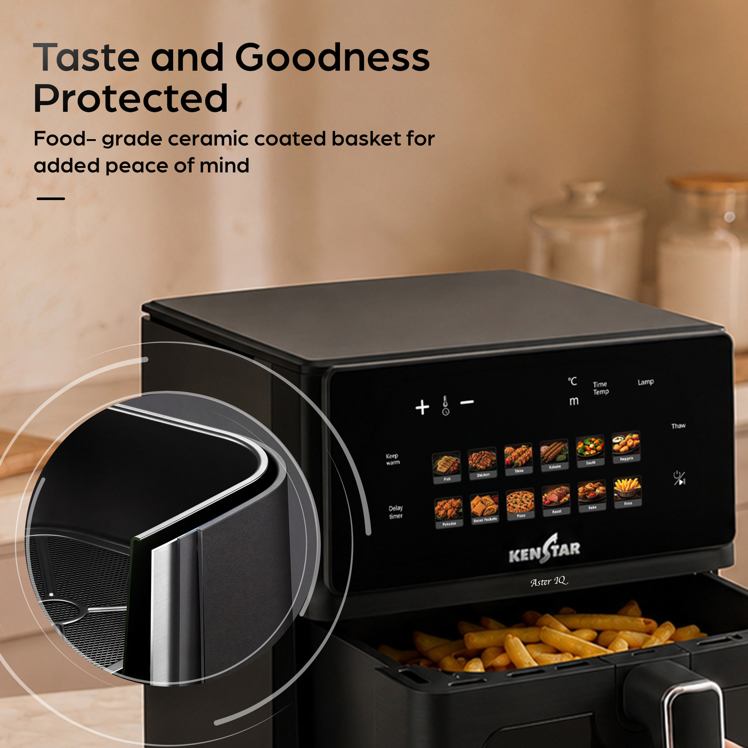 Image of Kenstar Aster IQ See Through Window, Non-Stick Pan Air Fryer