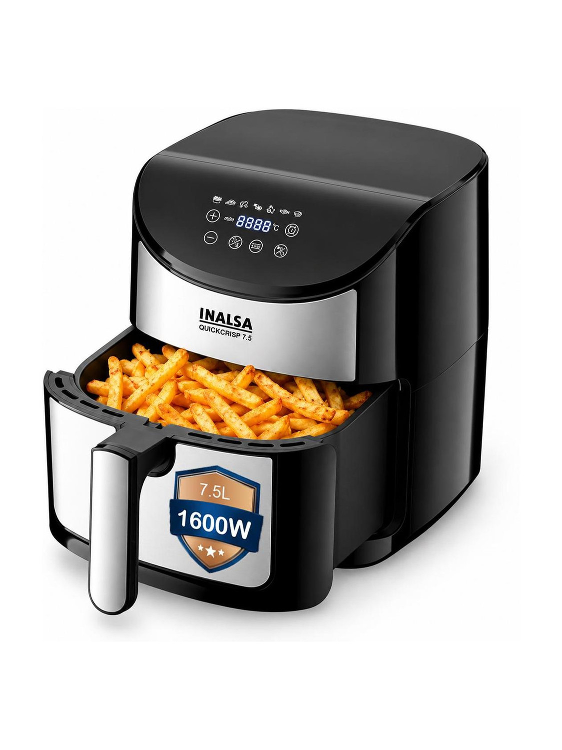 Inalsa QuickCrisp7.5 ,1600W High Power,200�C Temperature Control,7 Preset Menu Air Fryer