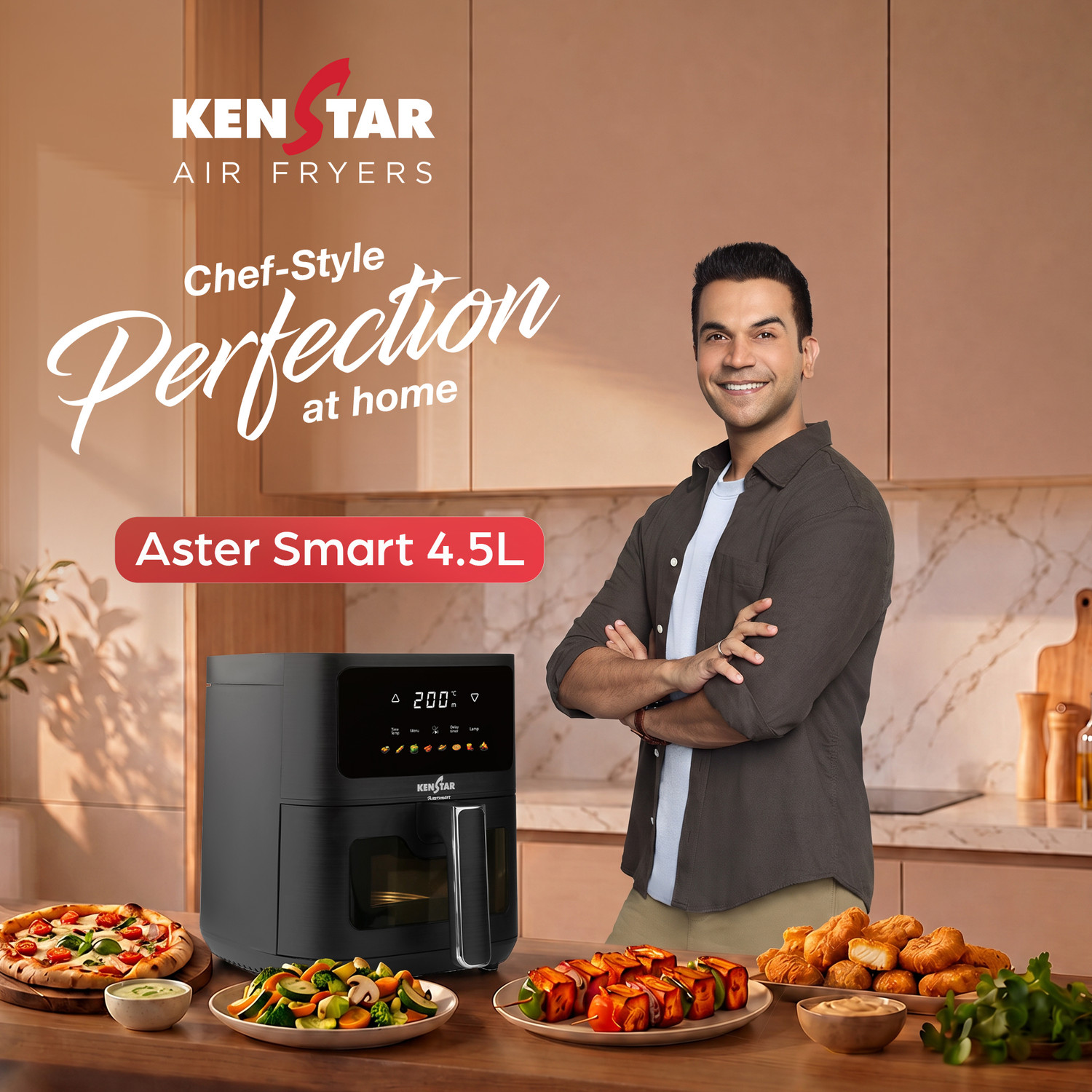 Image of Kenstar Aster Smart 4.5 L with See Through Window Non-Stick Pan 2 Years Warranty Air Fryer