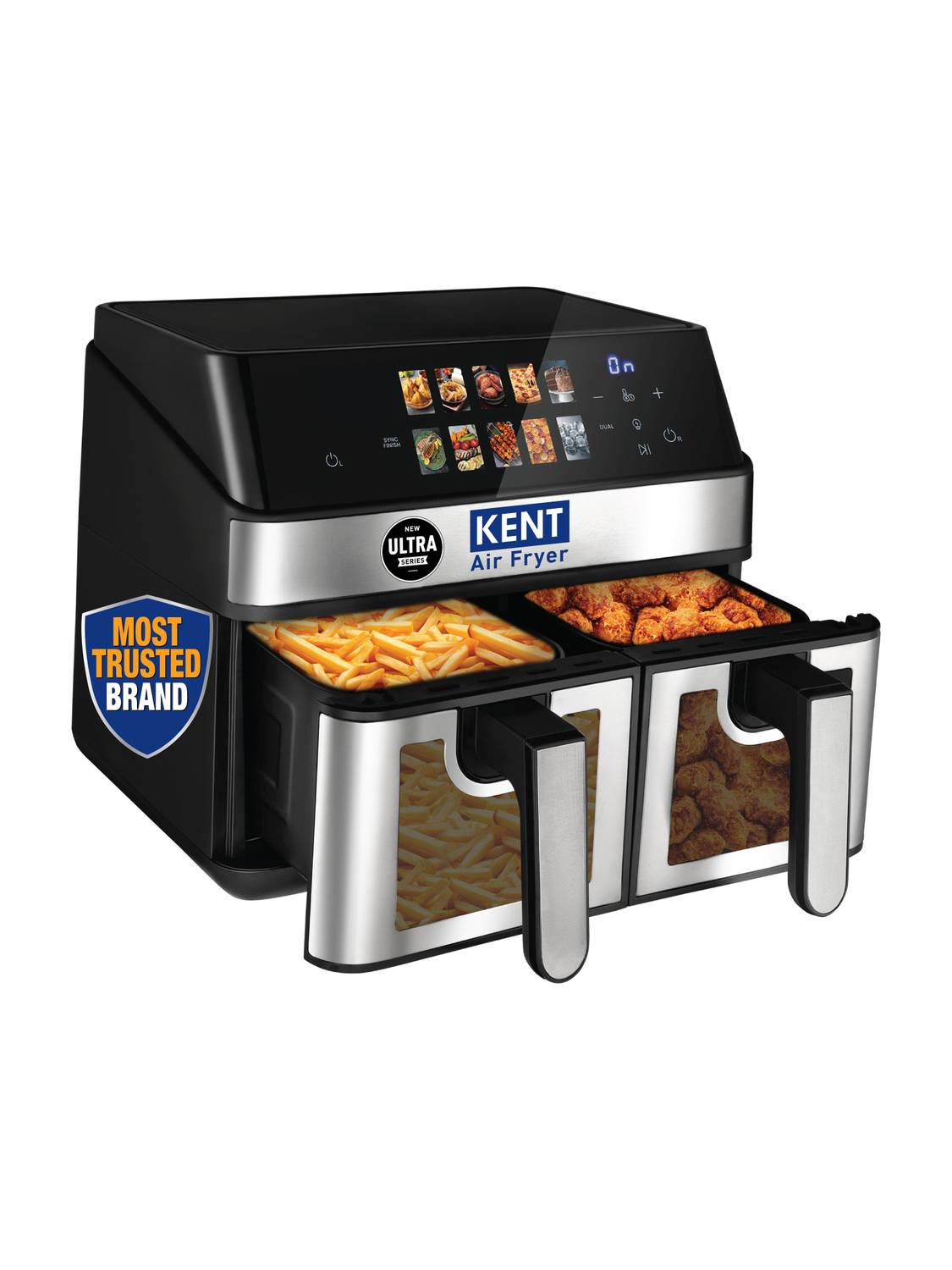 KENT Ultra Digital Air Fryer 10L 2000W Up to 80% Less Oil Usage 10 Preset Menu Digital Display & Touch Control Panel Glass Window with in built Light Dual Basket for Cooking 2 Dishes Simultaneously Air Fryer (10 L) deal from flipkart KENT Ultra Digital Air Fryer 10L 2000W Up to 80% Less Oil Usage 10 Preset Menu Digital Display & Touch Control Panel Glass Window with in built Light Dual Basket for Cooking 2 Dishes Simultaneously Air Fryer (10 L) deal from flipkart