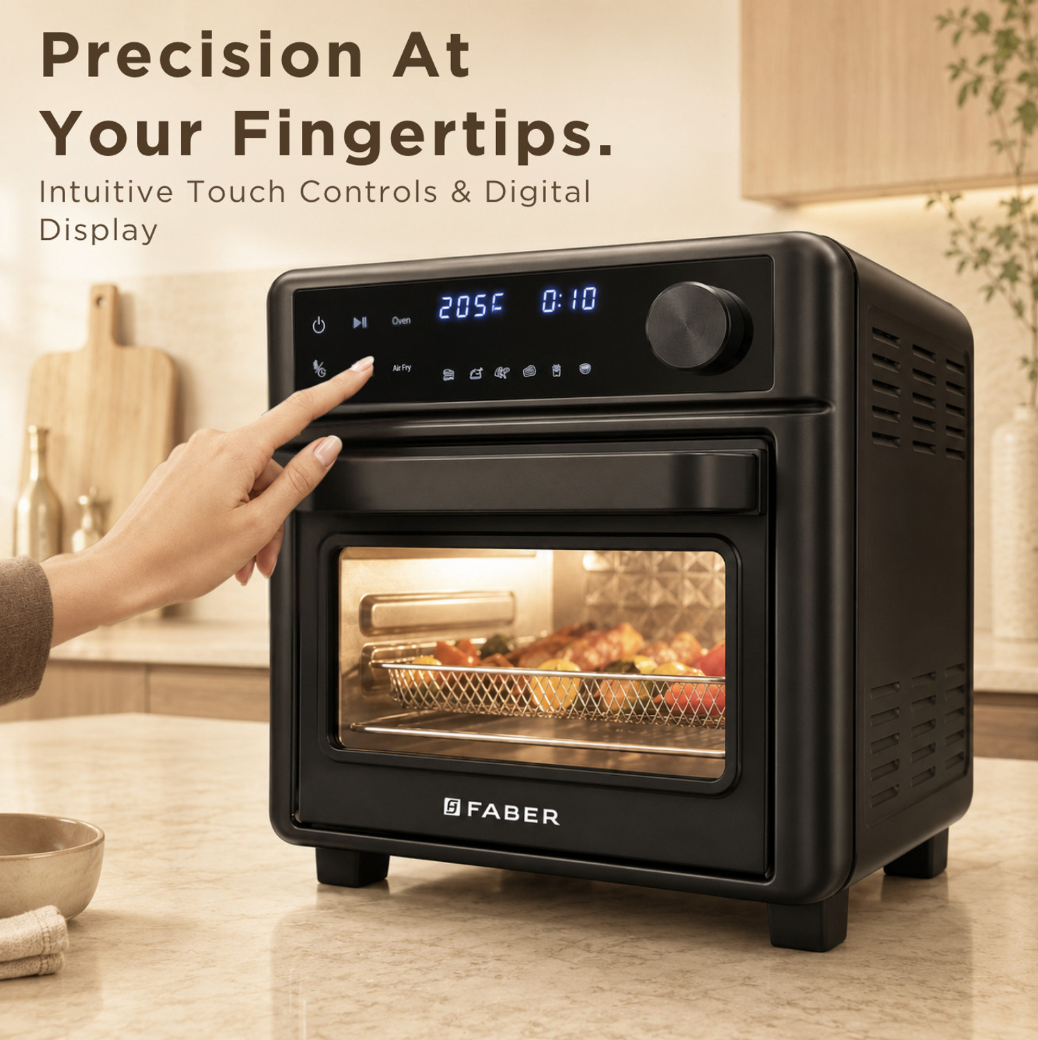 Image of FABER Air Fryer Oven 14L 1400W|View Window|12 Preset Programs|FAO FryMax 14D BK Air Fryer