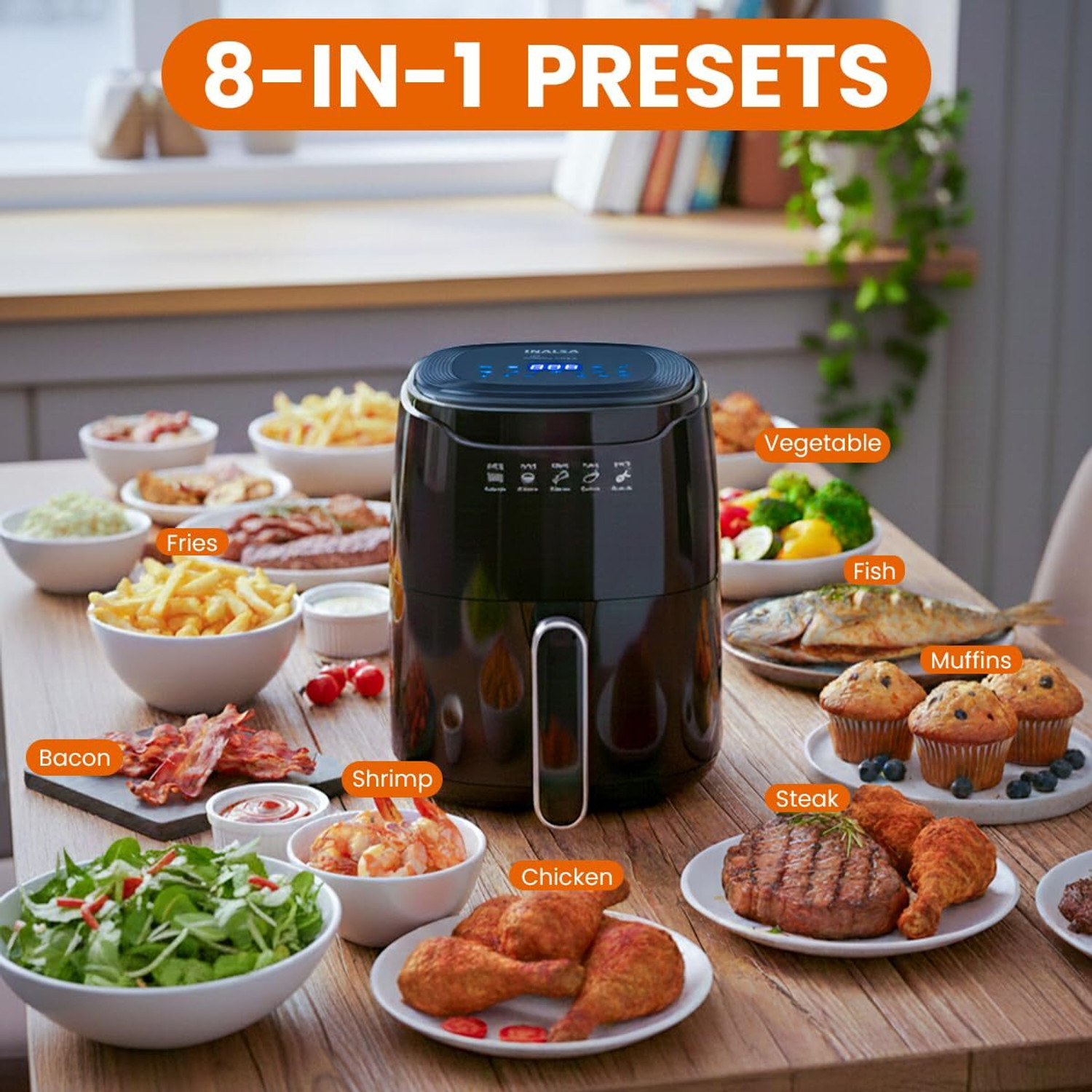 Image of Inalsa Tasty Fry CD,1400W,Non Toxic,Ceramic, AirCrisp Tech,Touch Screen Air Fryer