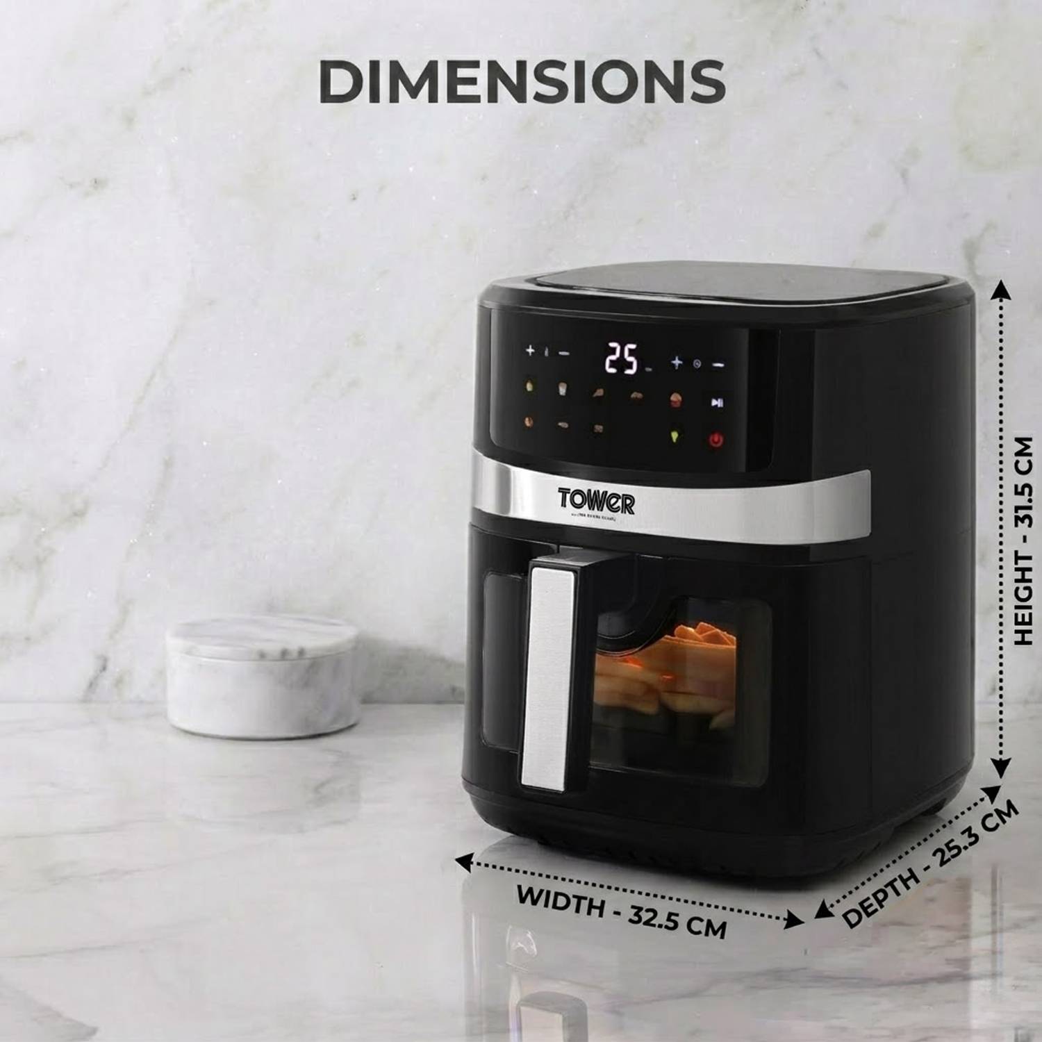 Vortx Digital Vision 6.3L | 1600W | 9 Preset Menus | Bake, Grill & Roast | Digital Touch Display | Rapid Air Circulation Technology | Glass Window with built-in Light | Adjustable Temperature & Timer | Up to 80% Less Oil Usage | Air Fryer - Image 5