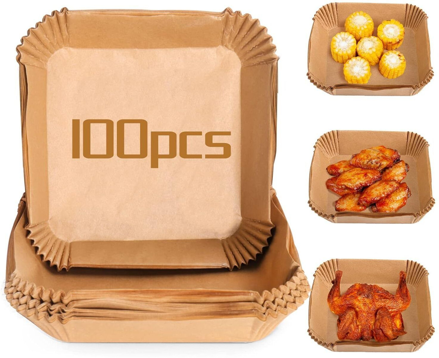 Image of Cloudmall 100Pcs Air Fryer Baking Paper Square Air Fryer