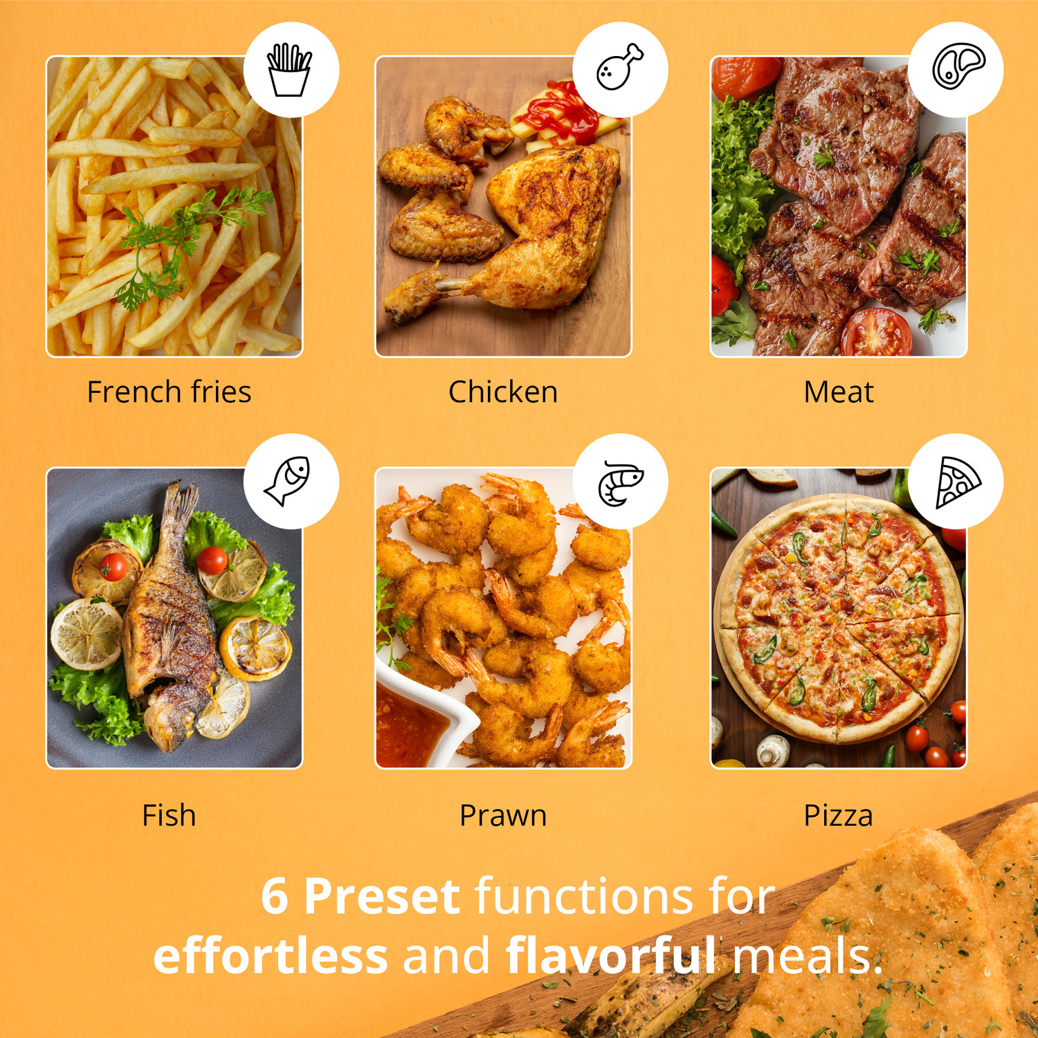 Image of iBELL AEROFRY300 6 Preset Cooking Modes Feather Touch Adjustable temperature Control Air Fryer