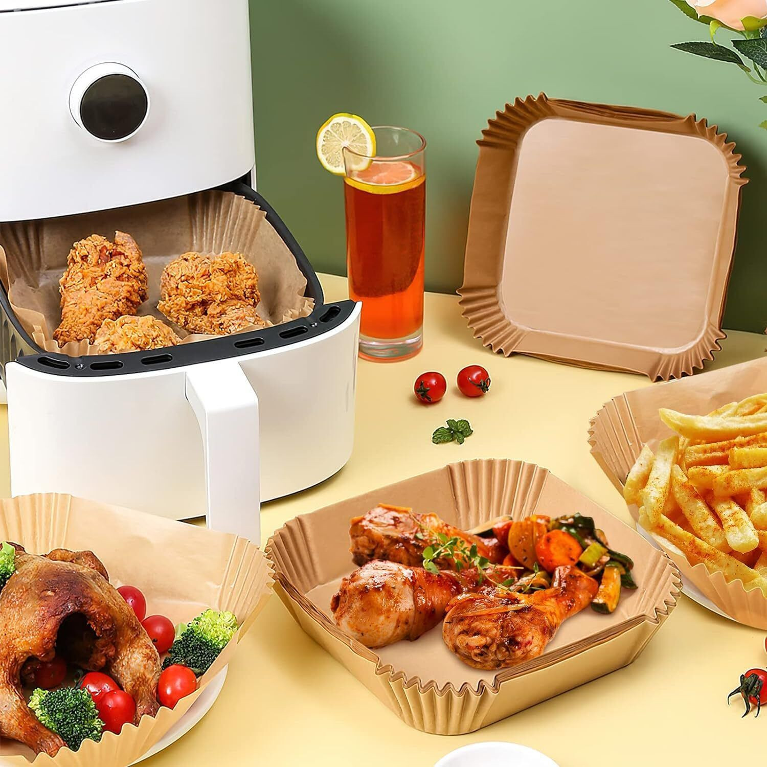 Image of Cloudmall 100Pcs Air Fryer Baking Paper Square Air Fryer