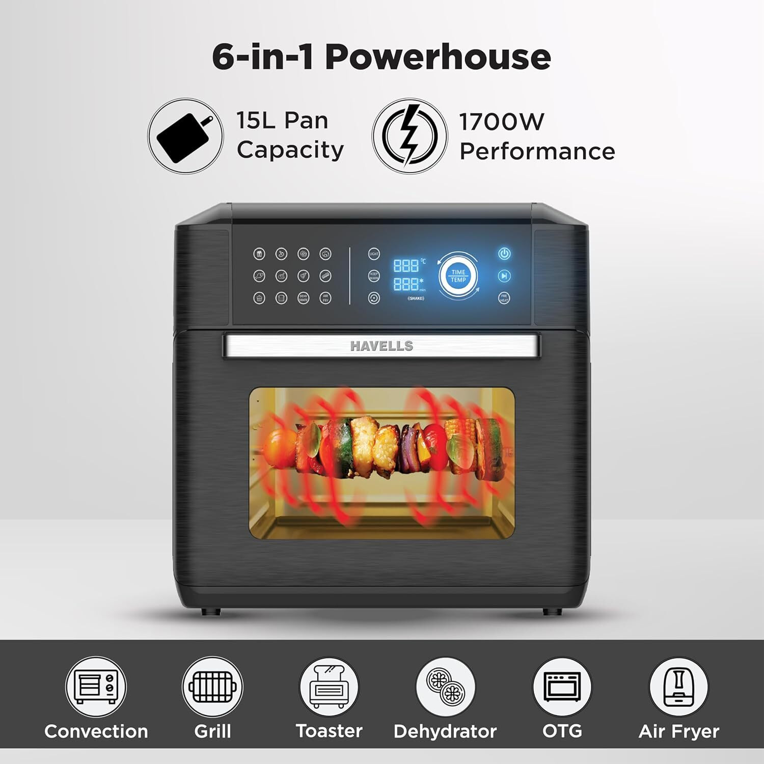 Image of HAVELLS Air-Oven Avanza 15Ltr,1700wt,14 Preset menu,Sensor Touch Control Air Fryer