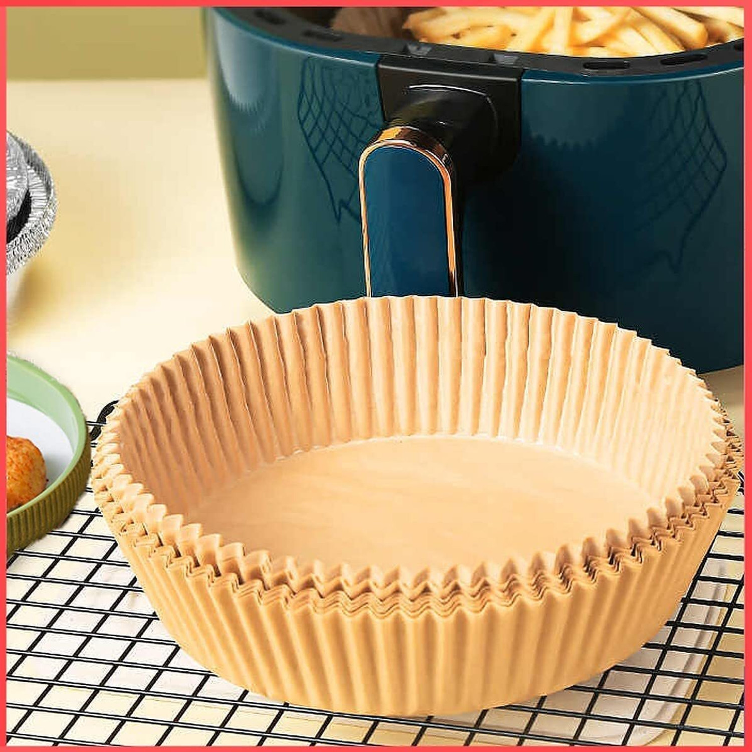 Image of cloudmall shop 100Pcs Disposable Paper Liner, Non-stick, Baking Paper & Oil-proof Paper Air Fryer