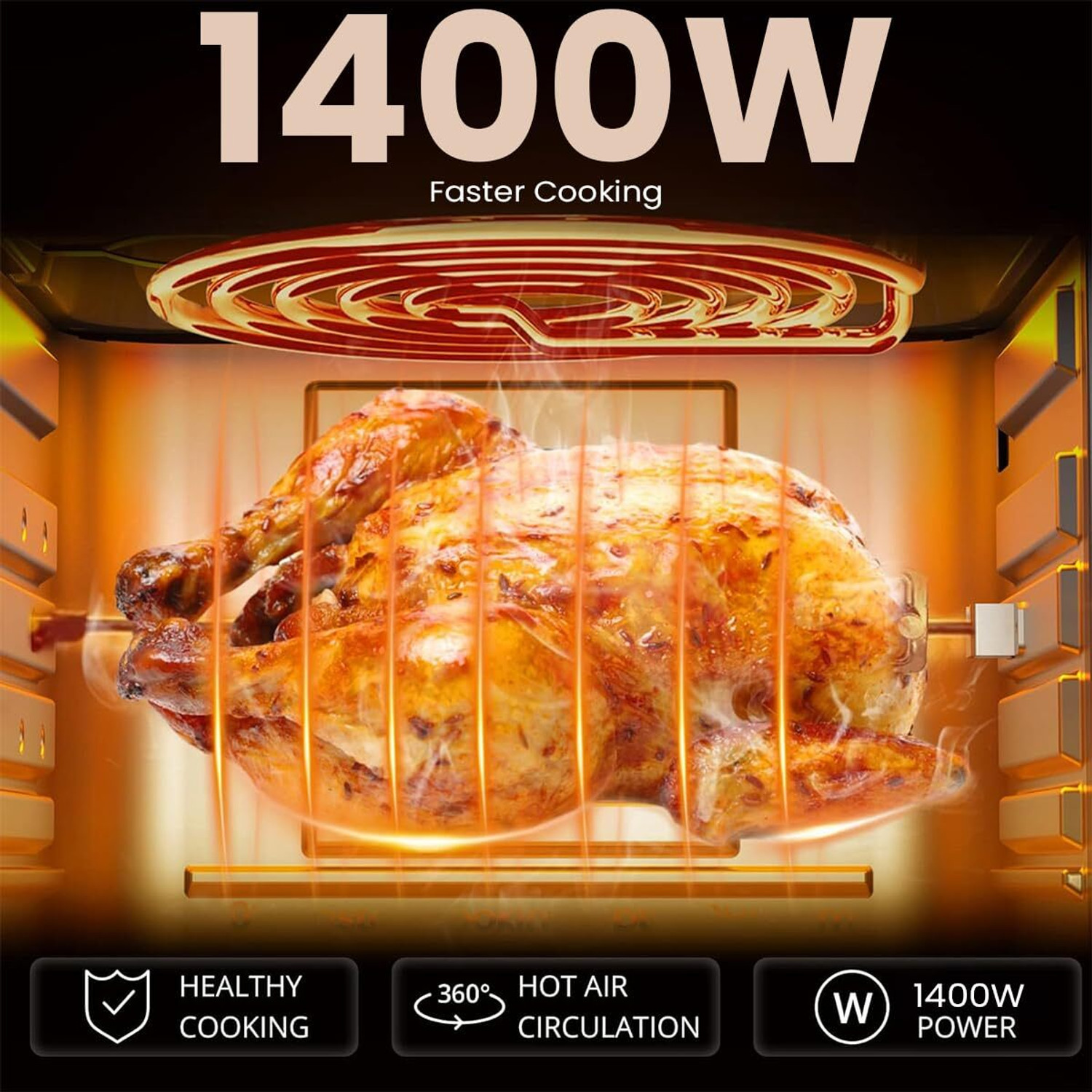 Image of Inalsa Tasty Fry CD,1400W,Non Toxic,Ceramic, AirCrisp Tech,Touch Screen Air Fryer