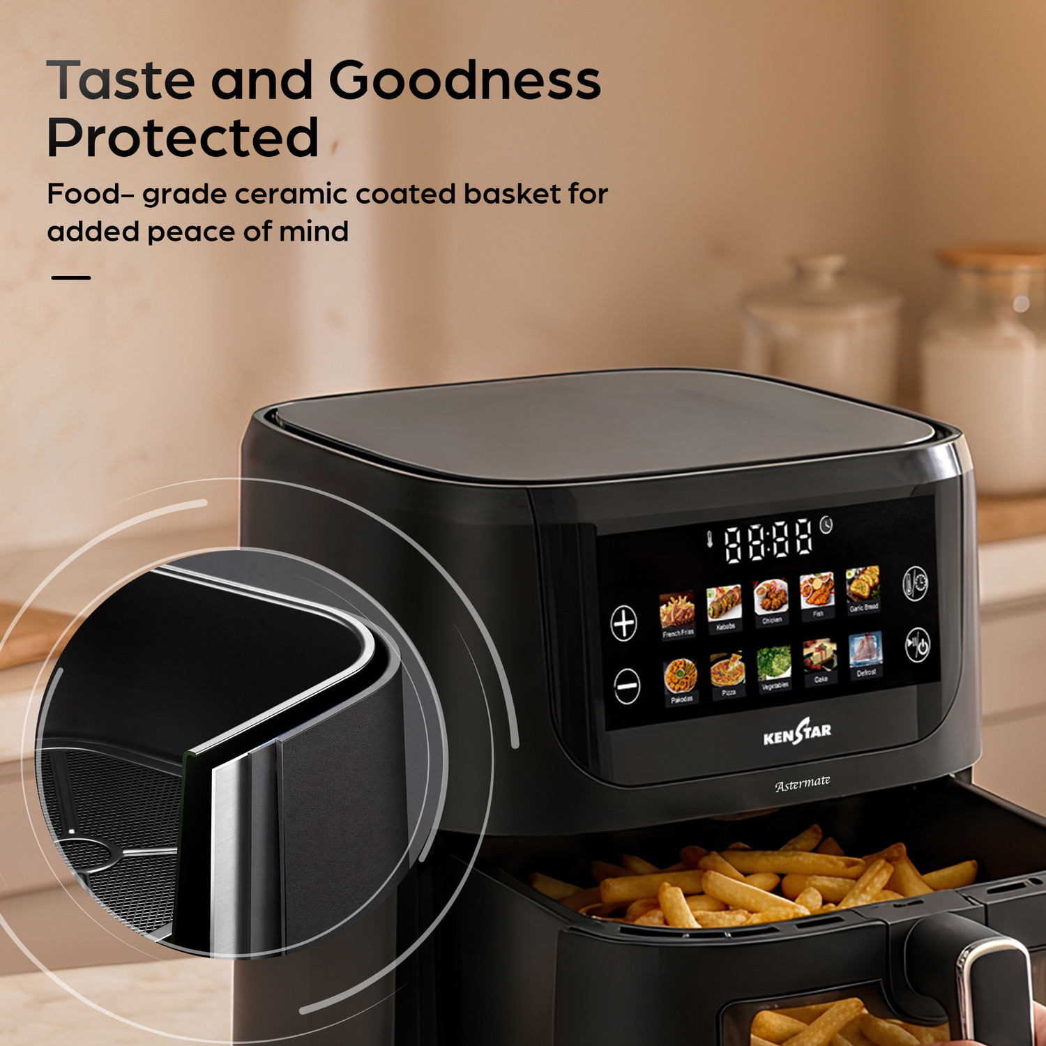 Image of Kenstar Aster Mate 5L with See Through Window Non-Stick Pan 2 Years Warranty Air Fryer