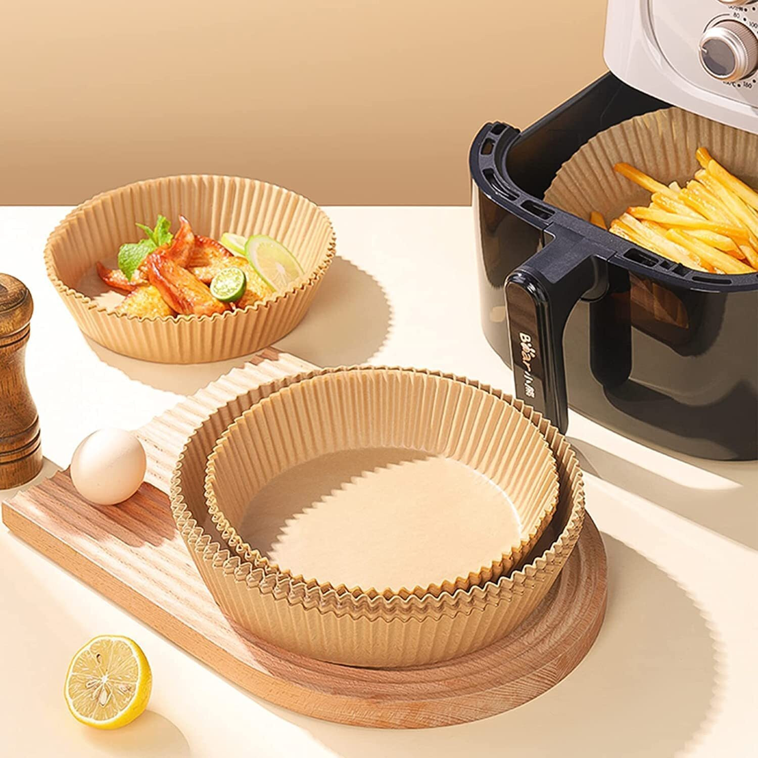 Image of cloudmall shop 100Pcs Disposable Paper Liner, Non-stick, Baking Paper & Oil-proof Paper Air Fryer