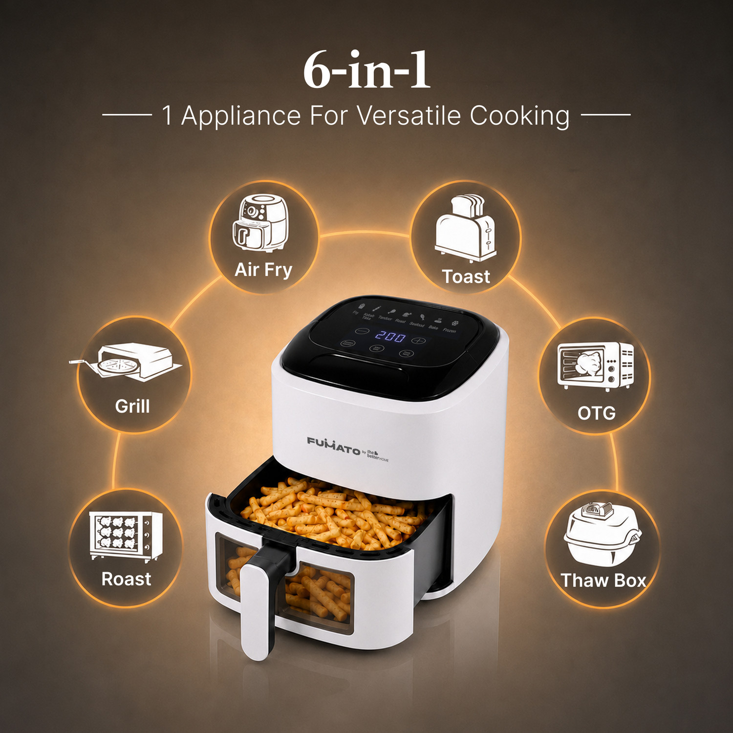 Image of FUMATO By The Better Home Air Fryer PP /PBT /Stainless Steel4.5L Capacity Air Fryer
