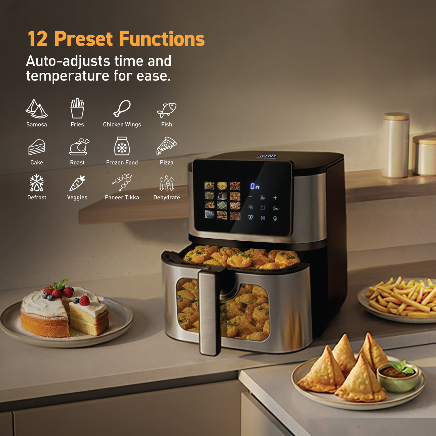 Image of KENT Digital Air Fryer 9L| 2200W |Bake,Grill&Roast|Up to 80% Less Oil Usage| Air Fryer