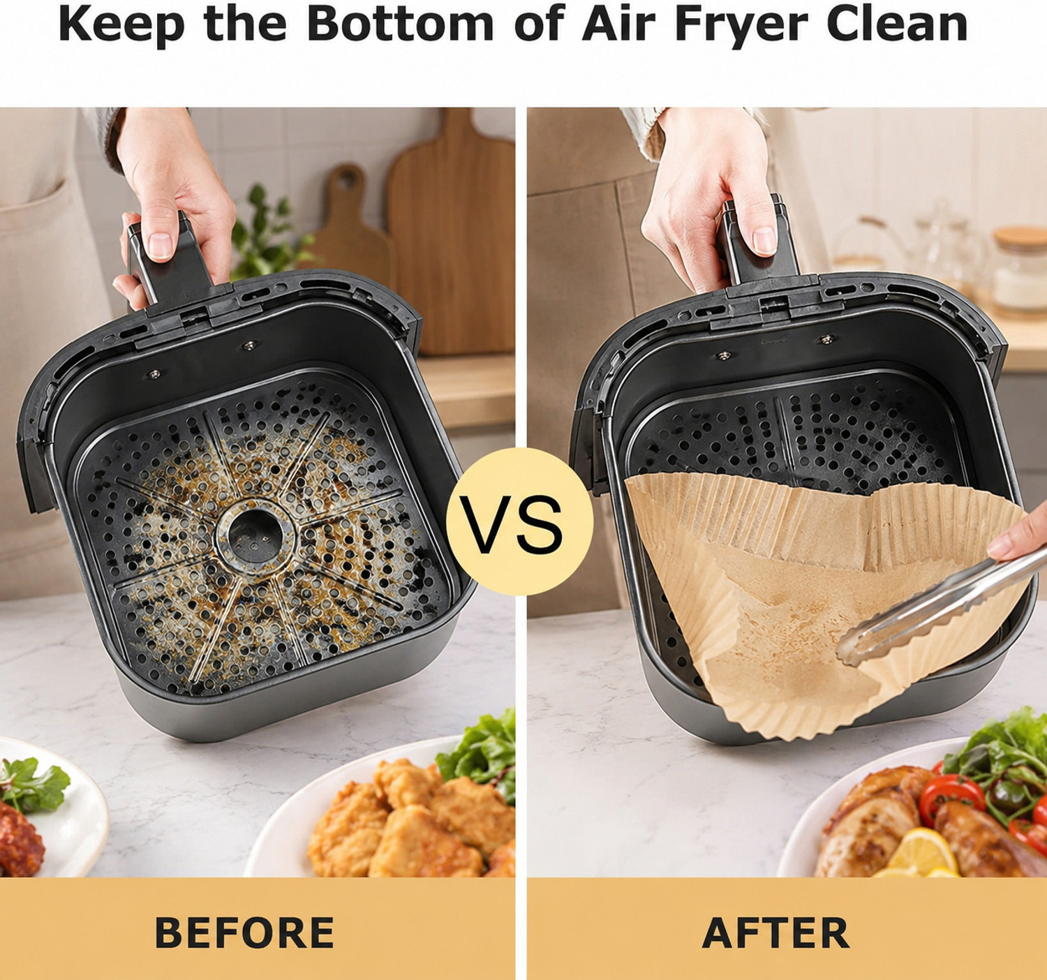 Image of Nicovo Air Fryer Paper Liners Disposable - 100 Pcs Non-Stick Parchment Paper Sheets Air Fryer