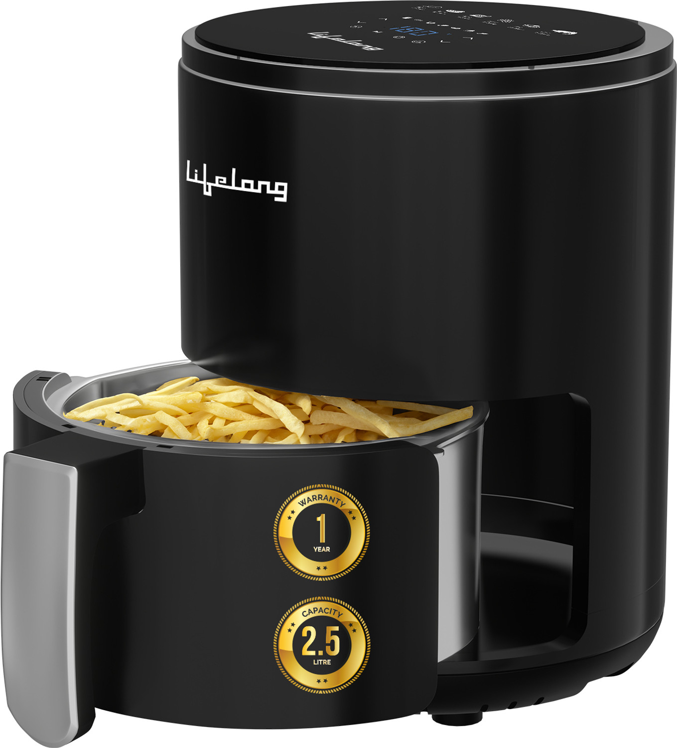 Image of Lifelong LLHFD425 with Digital Touch Panel | 1000 W |Timer Selection & Adjustable Temperature Control | Preset Menu |Uses upto 90% Less Oil |Fry, Grill, Roast, Reheat and Bake Air Fryer